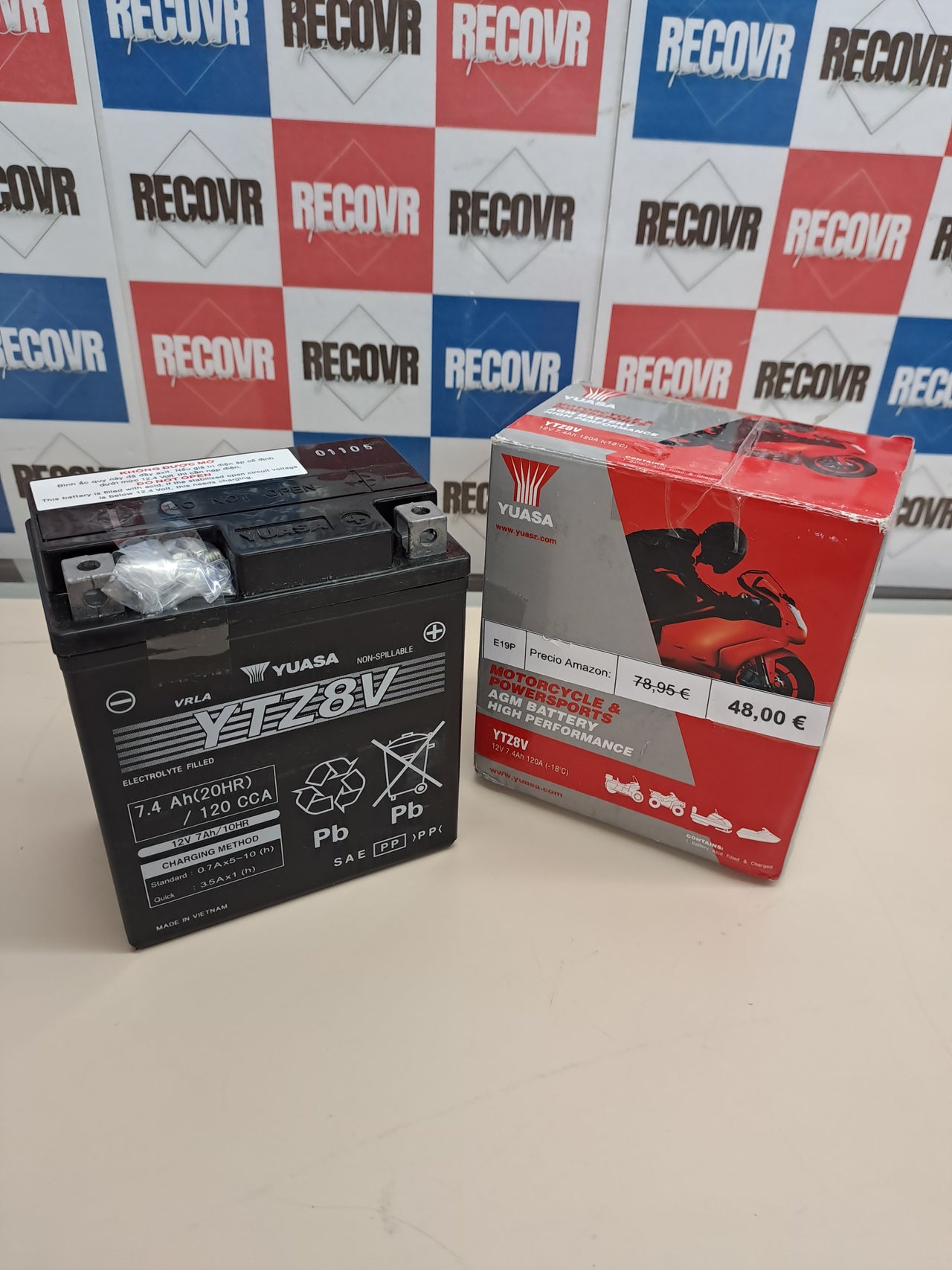 Batería de moto Yuasa YTZ8V 12V AGM VRLA libre de mantenimiento 120 CCA