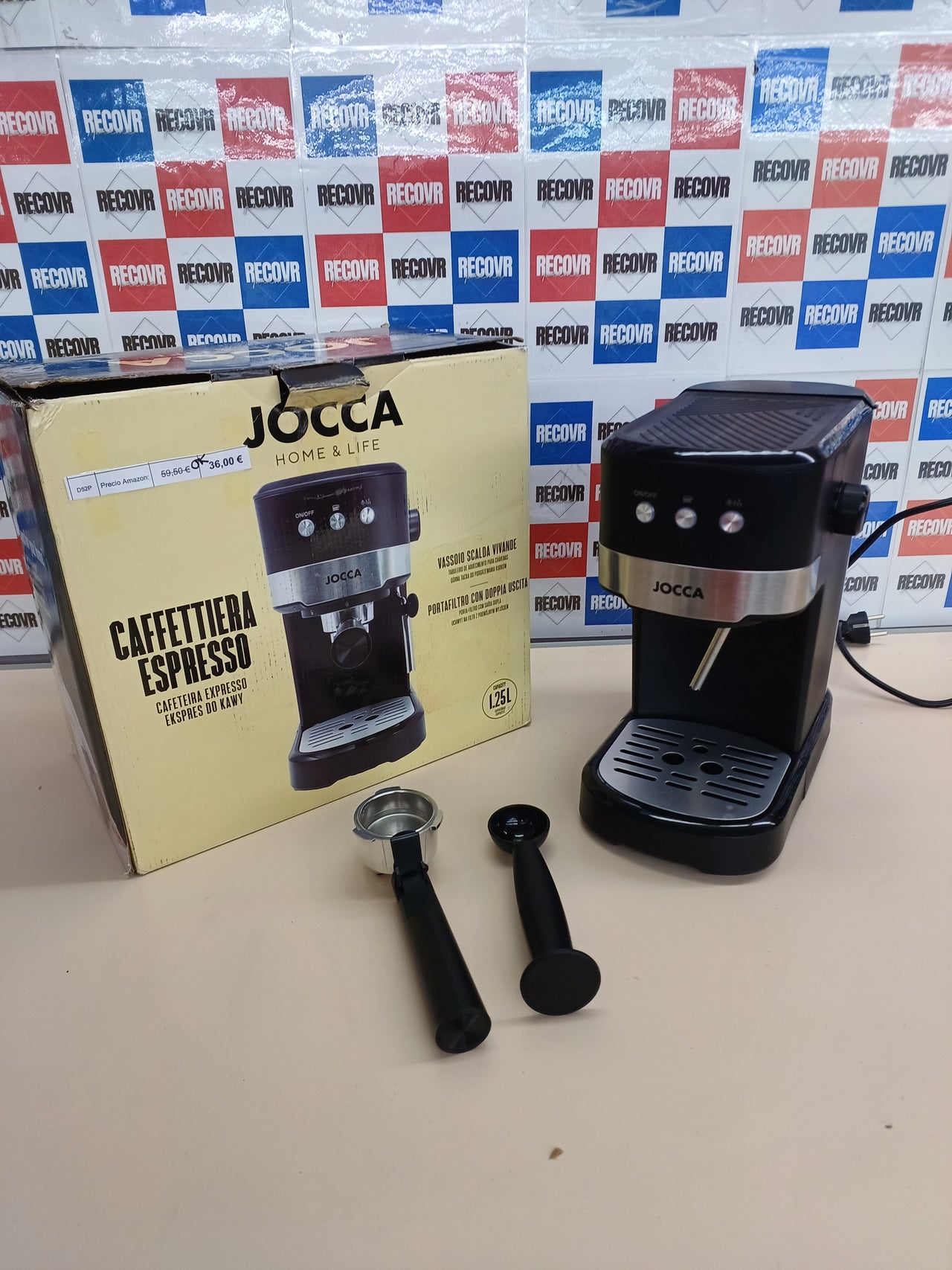 Cafetera espresso 20 bares 1,25 L con vaporizador - Jocca