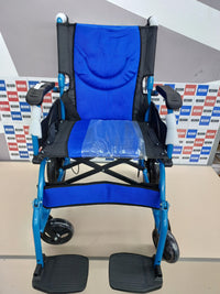 Thumbnail for Mobiclinic, Modelo pirámide, Silla de ruedas ortopédica tránsito, Para minuválidos y ancianos, Plegable, Aluminio, Freno en manetas, Reposapiés, Reposabrazos, Ligera, Azul, Asiento 46 cm