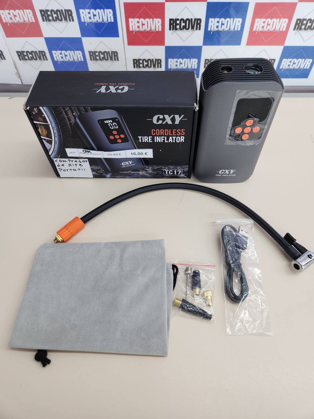 Compresor aire 12 V  7500 mAh digital CXY