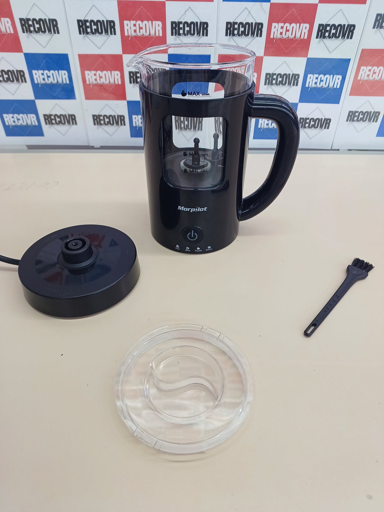 Espumador Leche Eléctrico 600 ml, Espumador Leche Automático  Inducción 4 en 1, Frío y Caliente, Diseño de Latte, Cristal Visual, Fácil de Limpiar, 550 W, 220-240 V, Negro Morpilot