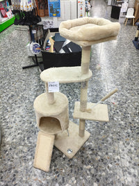 Árbol rascador para gatos VOUNOT 112 cm con plataformas y refugios beige