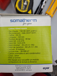 Medidor 15 mm  Agua Caliente SOMATHERM – Chorro Único, Rosca 20/27, Lectura 8 Dígitos, MID, Esfera Orientable, Sensor de Pulso
