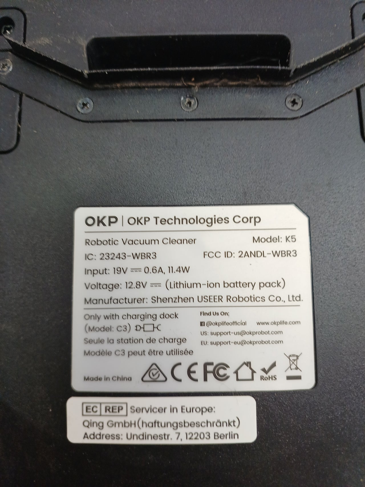 Robot aspirador Wi-Fi autocargable con gran succión y sensores anticolisión – OKP K5