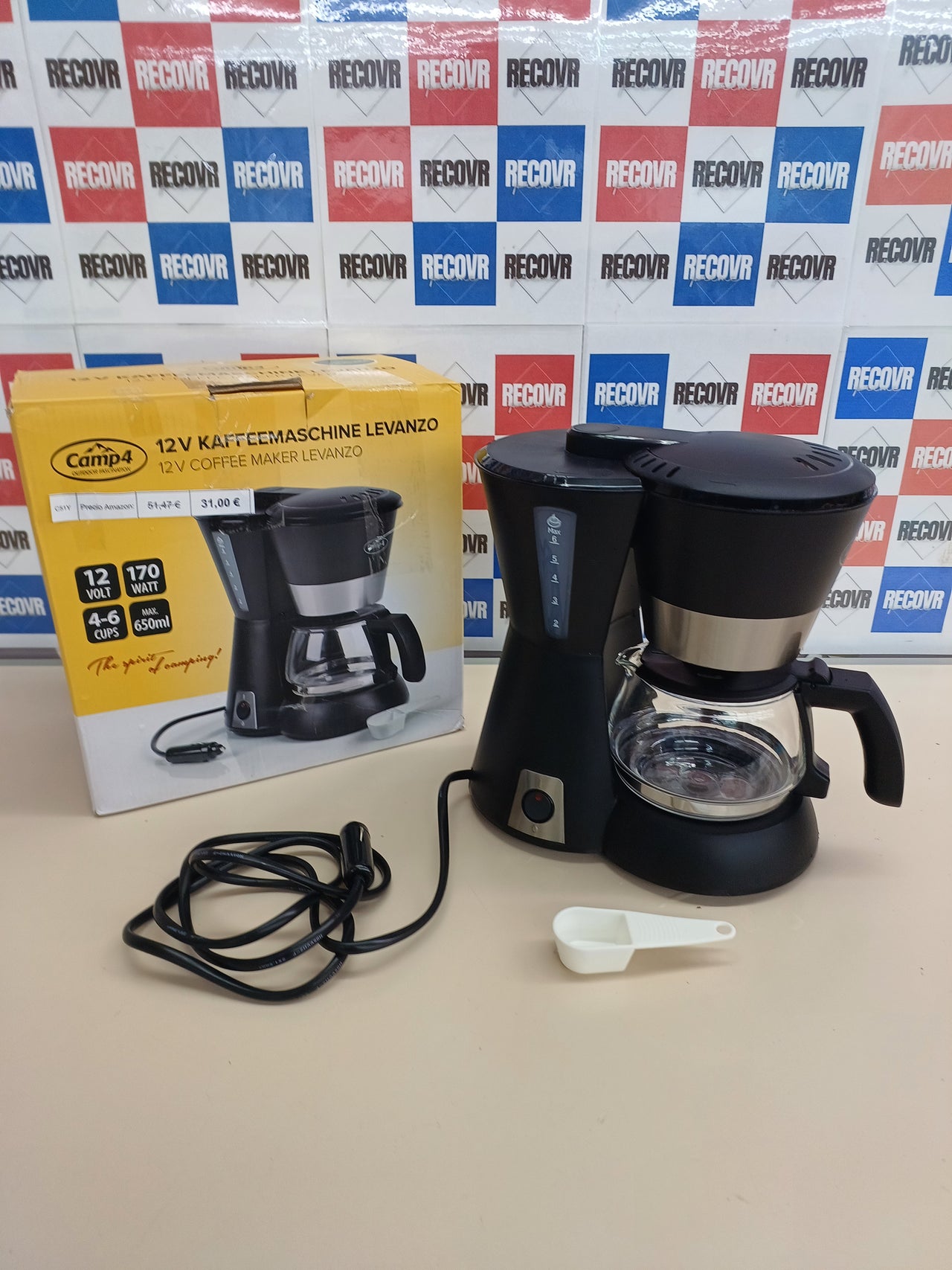 Cafetera 12V 600 ml para coche y camping CAMP 4