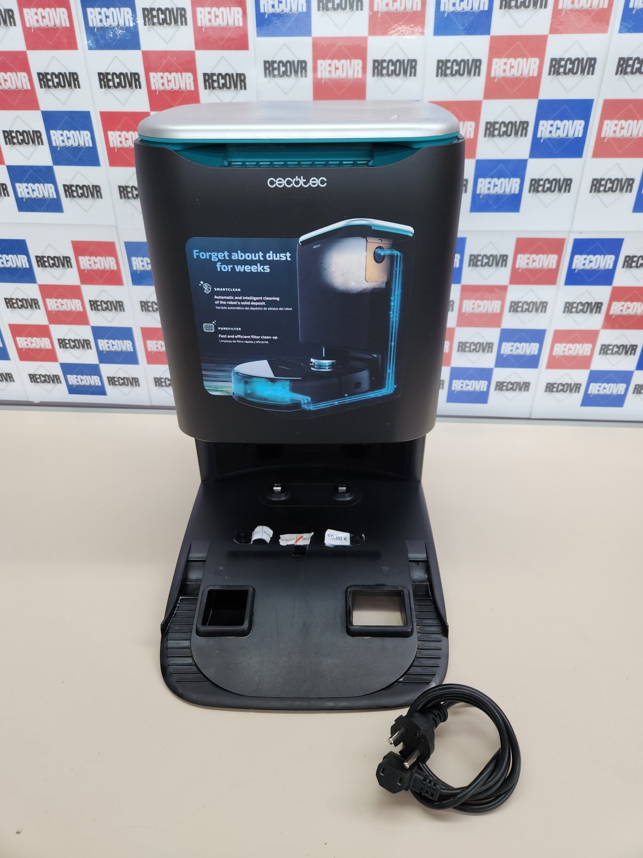 Base Autovaciado 2.5L Conga Home 10000. Vaciado Automático del Robot, Compatible con Las Series 8000 y 9000, Limpieza Higiénica, Limpieza de Filtro,  Cecotec