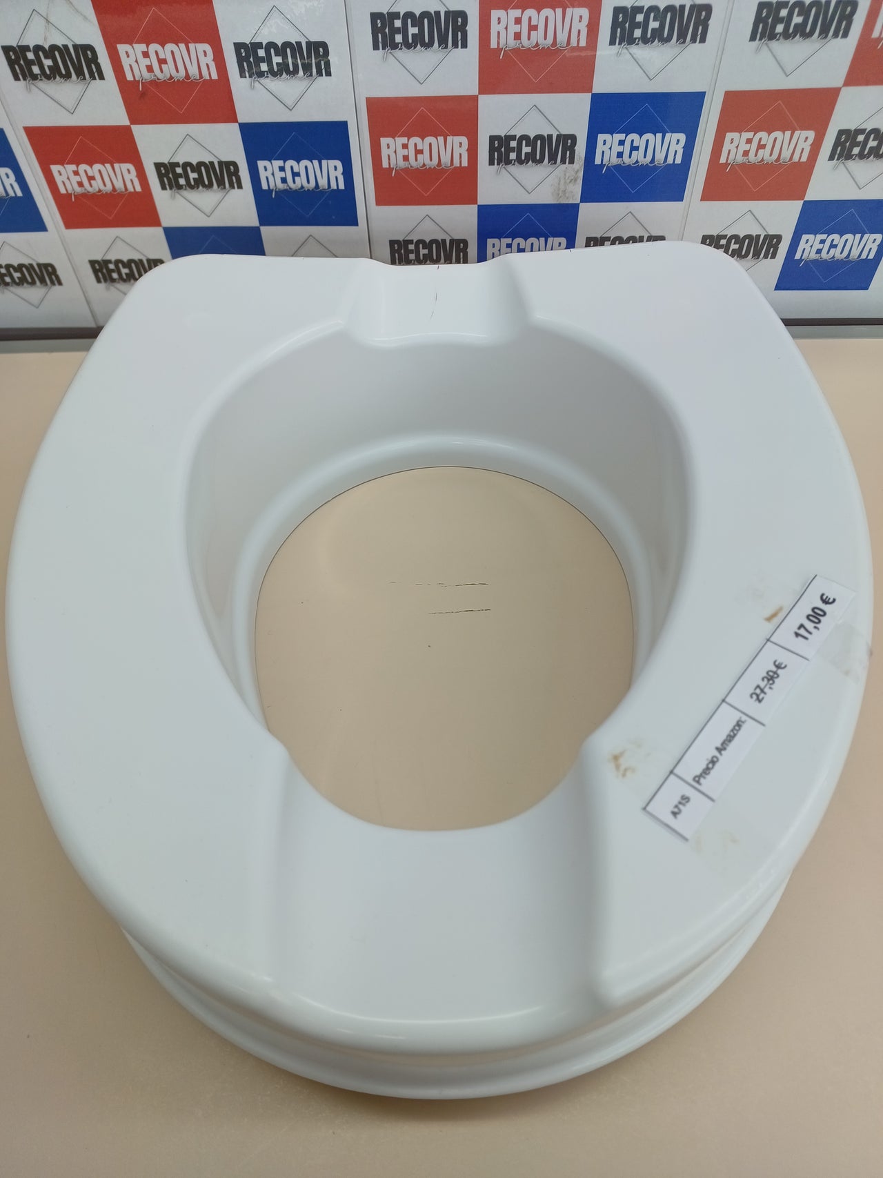 e-wiwa Elevador de inodoro, H10 cm, con sistema de fijación lateral, ligero, desinfectable, capacidad de carga 200 kg