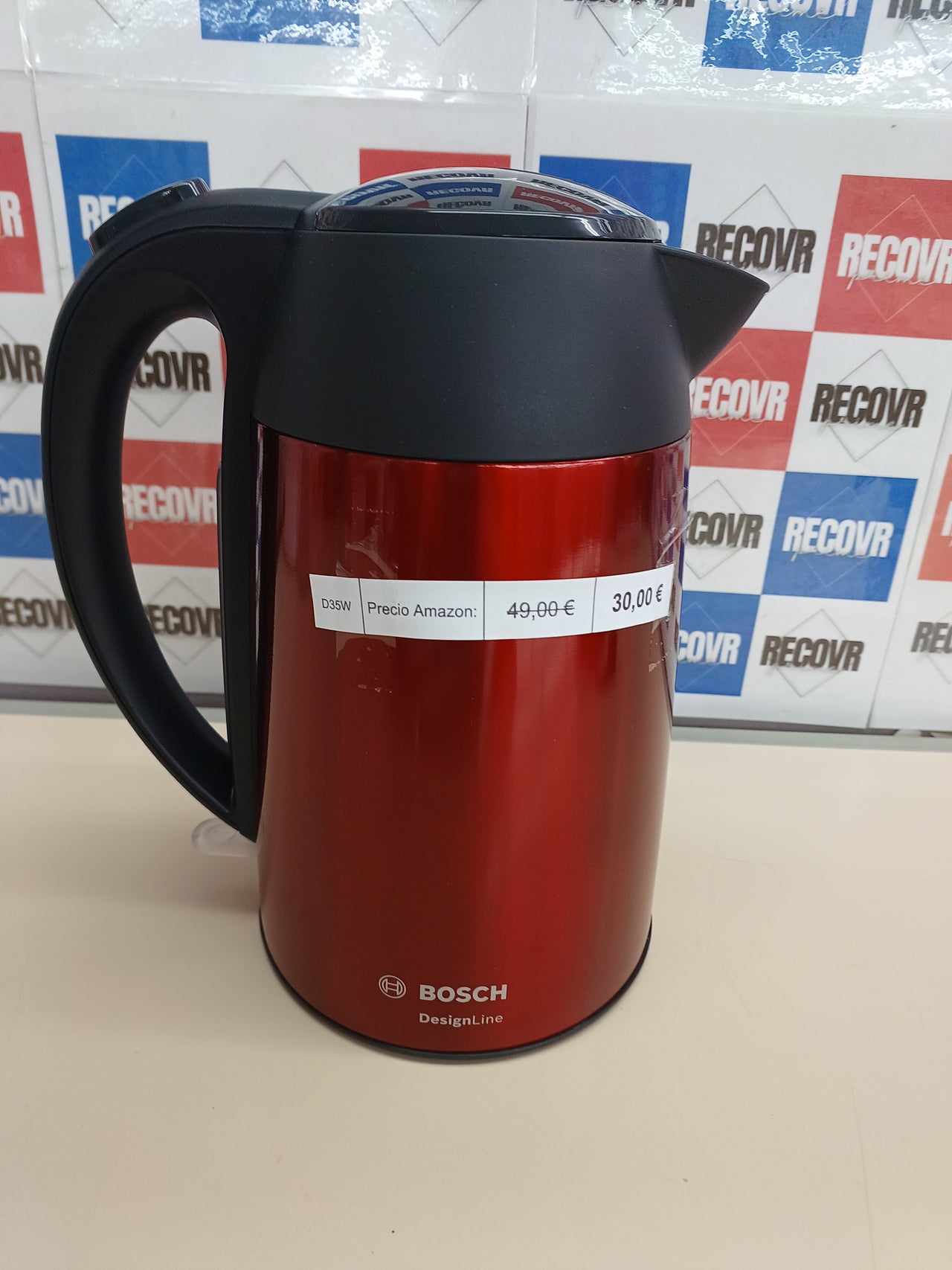 Hervidor eléctrico 1,7 L rojo rápido y seguro