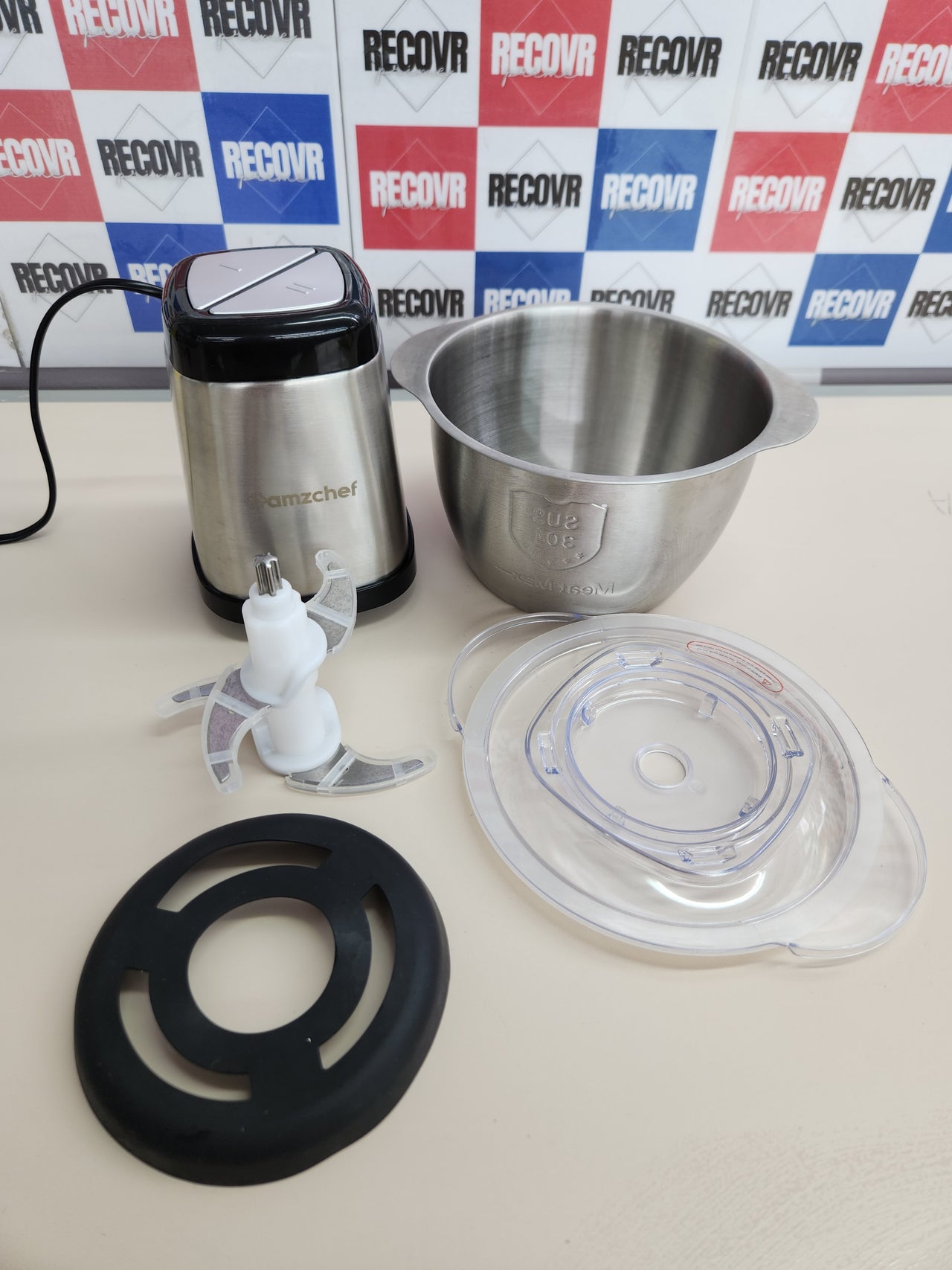 Picadora Eléctrica 500W, 1,5L AMZCHEF  Acero Inox