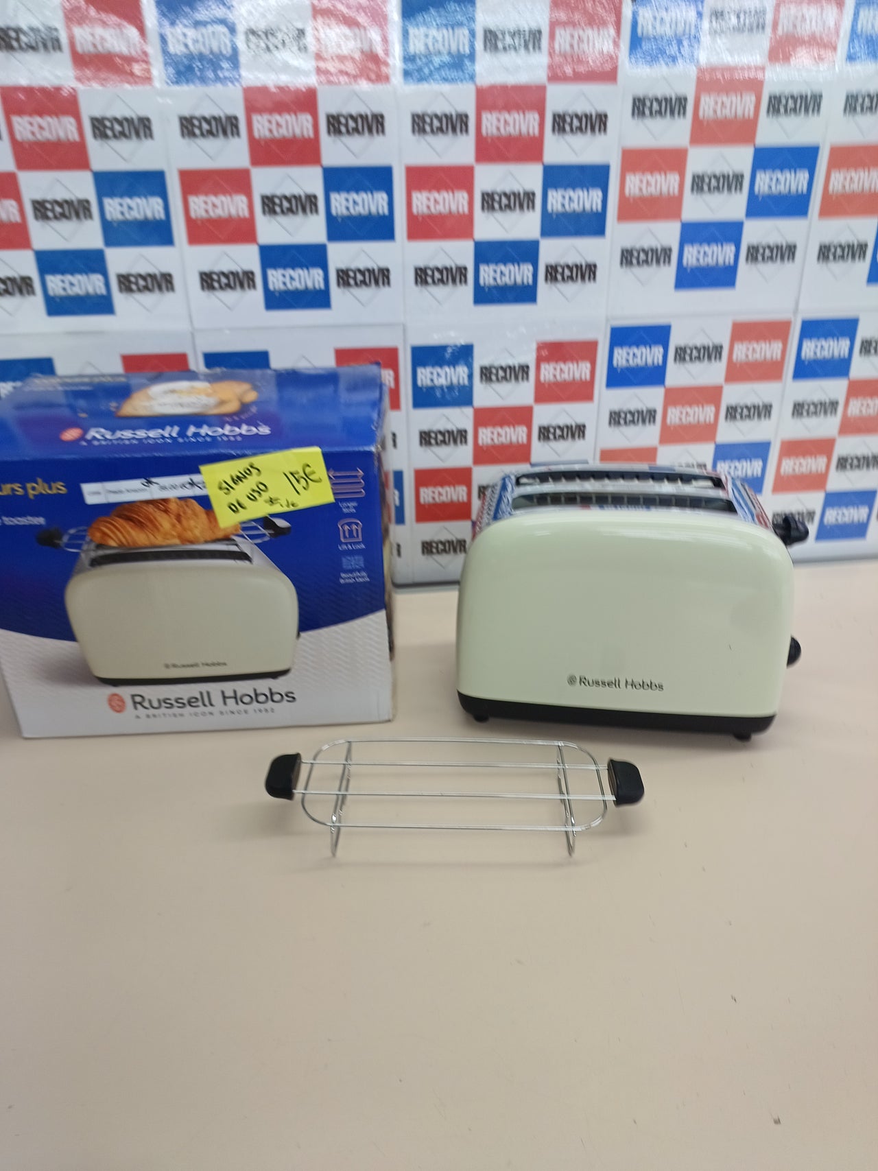 Tostadora 2 ranuras con extras, acero crema - Russell Hobbs