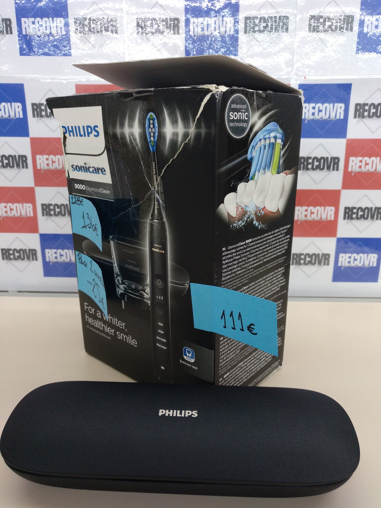 Philips Sonicare DiamondClean 9000 cepillo dental eléctrico, cepillo dental sónico con aplicación, sensor de presión, 4 modos de cepillado, 3 niveles de intensidad, negro, modelo HX9911/09
