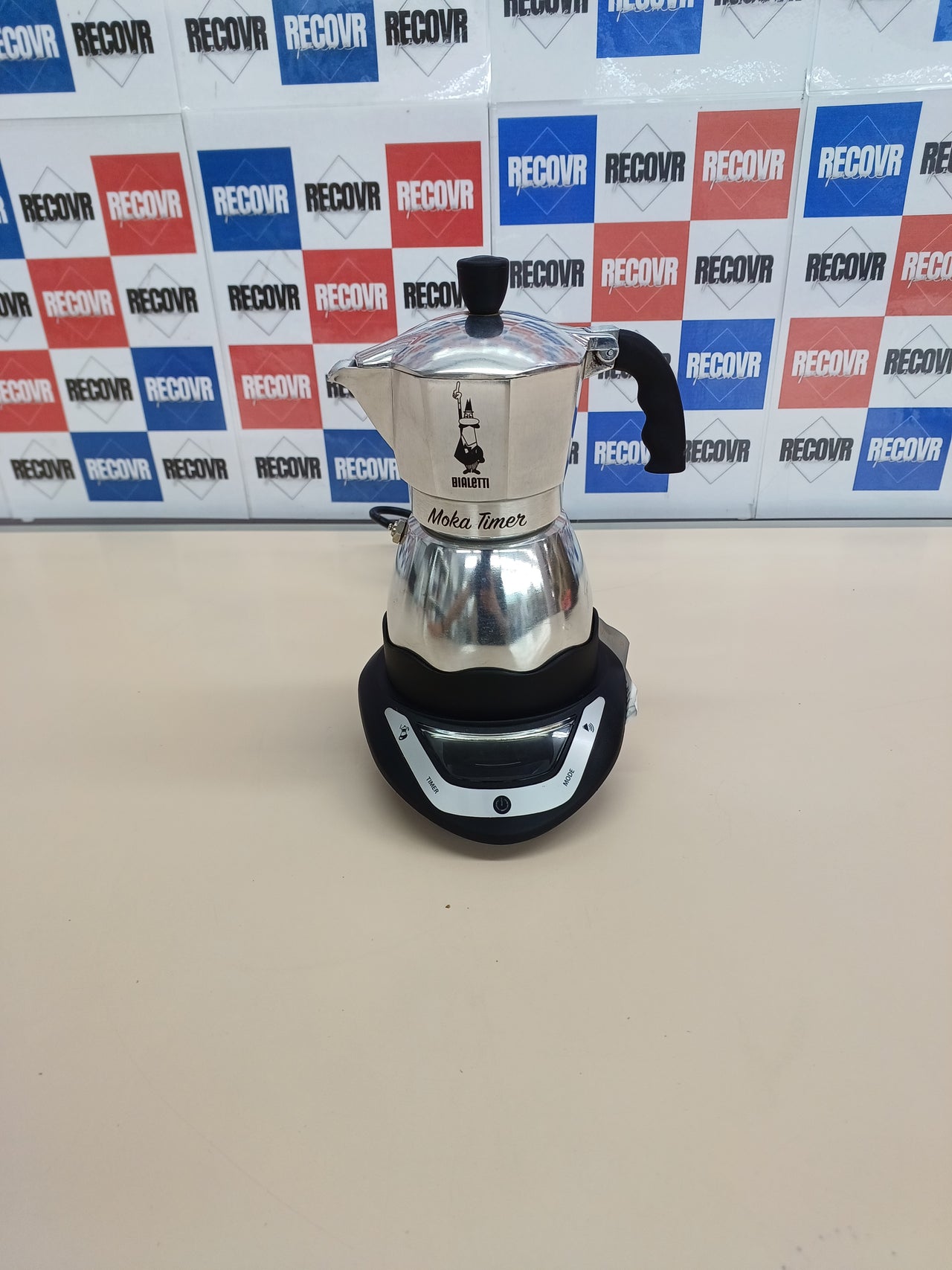 Cafetera Bialetti Eléctrico Moka Temporizador, Capacidad por 6 tazas, 365W, Plata / Negro