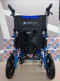 Thumbnail for Mobiclinic, Modelo pirámide, Silla de ruedas ortopédica tránsito, Para minuválidos y ancianos, Plegable, Aluminio, Freno en manetas, Reposapiés, Reposabrazos, Ligera, Azul, Asiento 46 cm