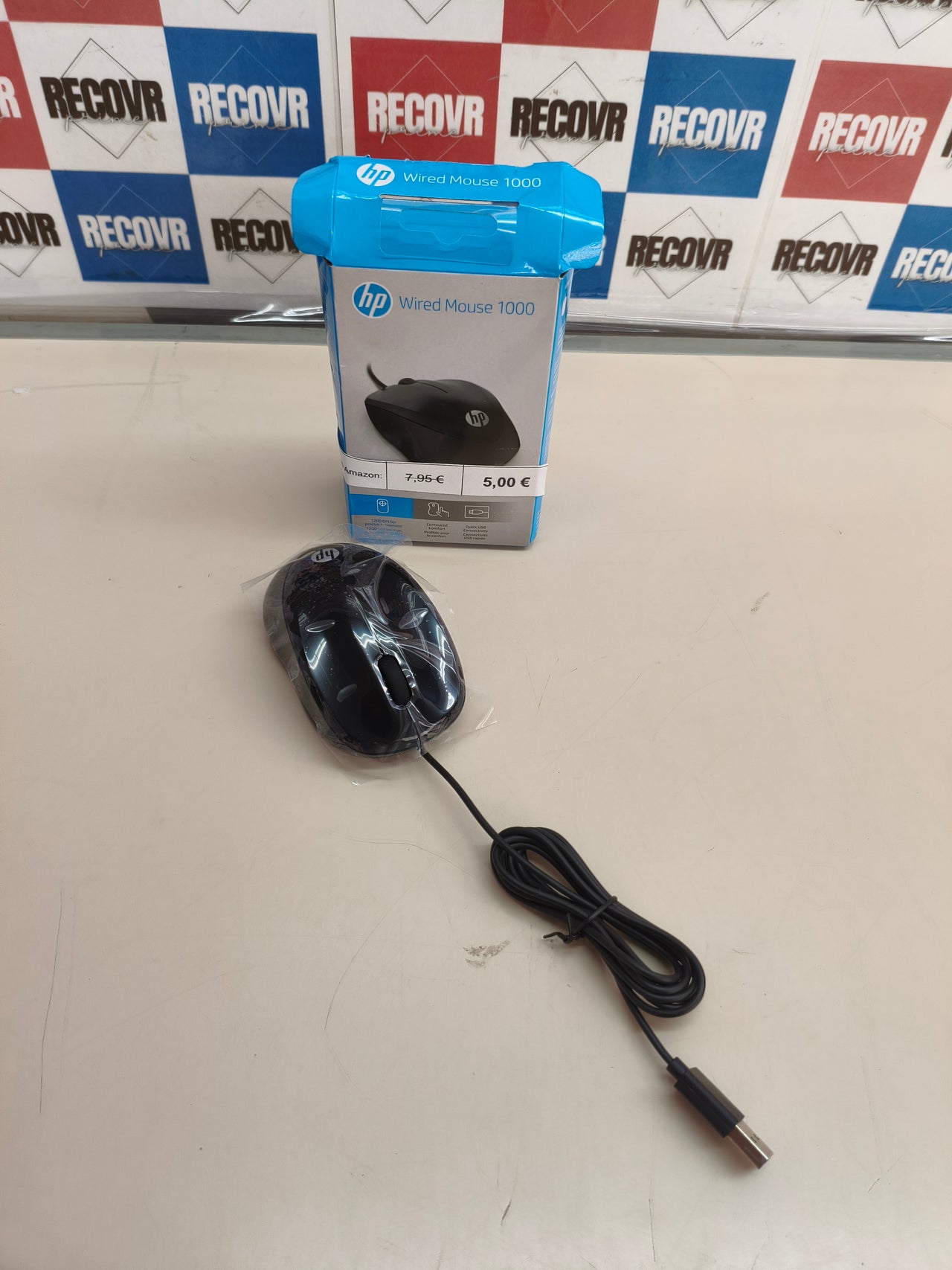 Ratón con cable HP 1000, 1200 PPP, negro