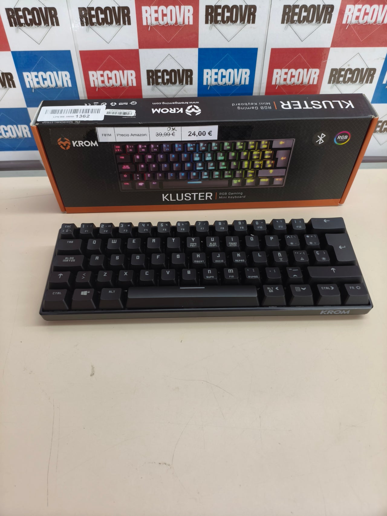 Teclado mecánico gaming KROM KLUSTER 60% RGB, Bluetooth/USB