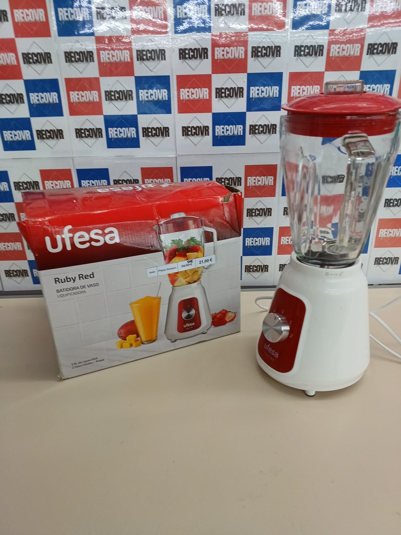 Batidora vaso 1500W jarra cristal 1,5L pica hielo - Ufesa