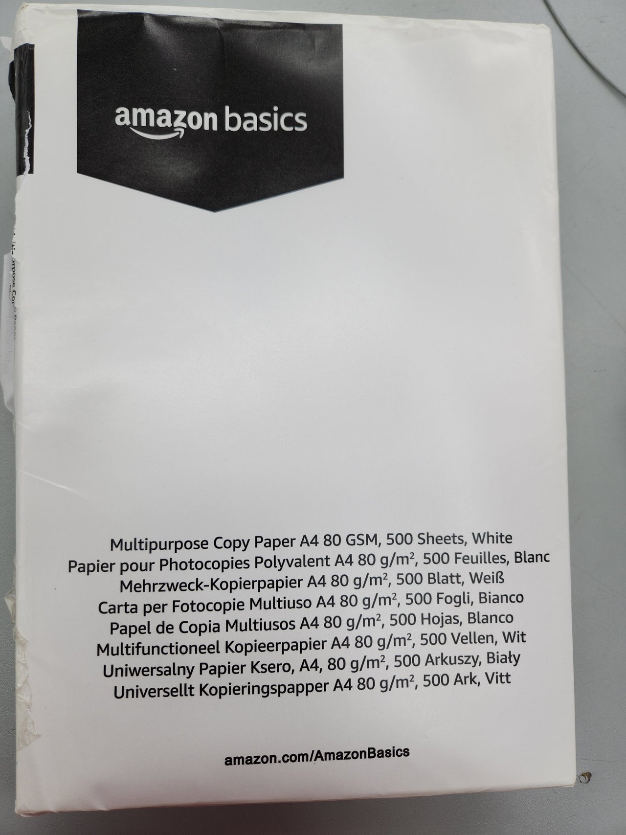 Amazon Basics Papel multiusos para impresora A4 80gsm, 500 Unidad, 1 Paquetes de 500, Blanco