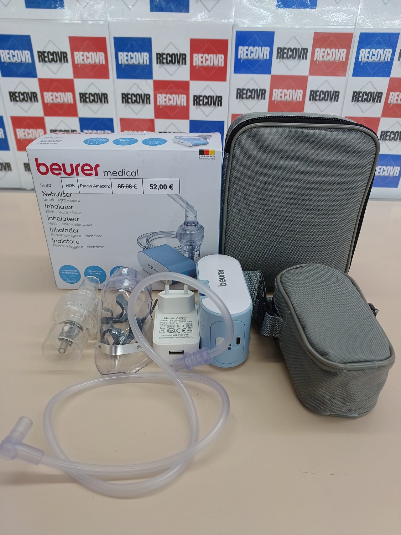 Beurer IH 60 Nebulizador, silencioso y portátil con batería, inhalador con tecnología de aire comprimido del compresor para uso en resfriados, asma y otras enfermedades respiratorias