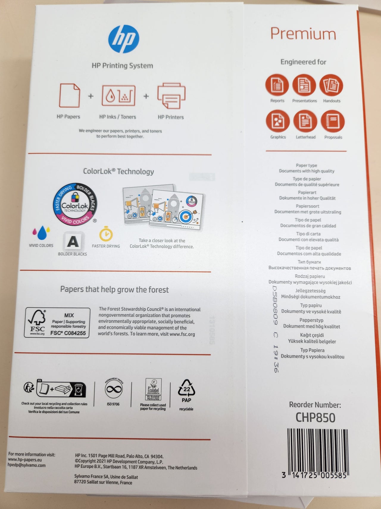 Papel A4 80g 2500 hojas alta blancura HP
