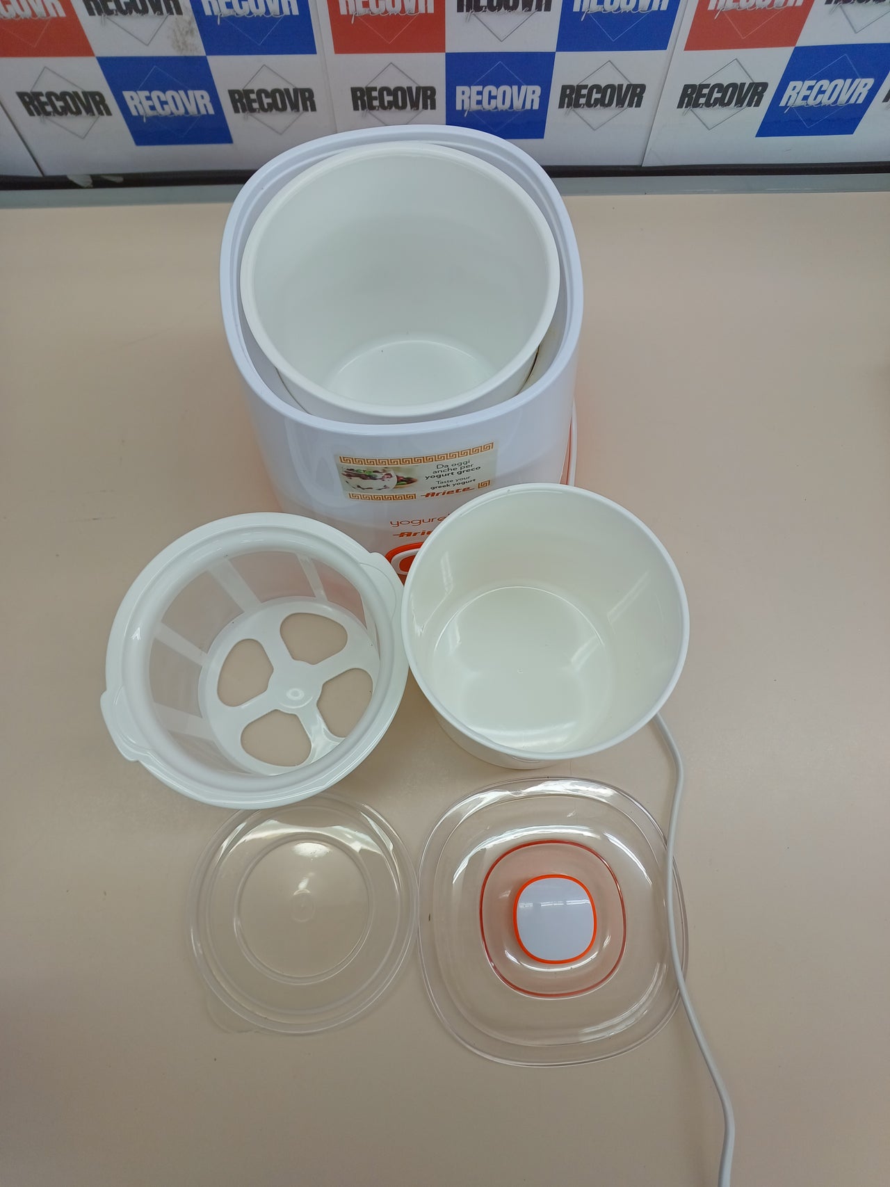 Yogurtera, 1 litro, 20 W, 12 Horas preparación, Tapa Doble, diseño Compacto Apto lavavajillas, Plástico, Blanco/Naranja Ariete 621