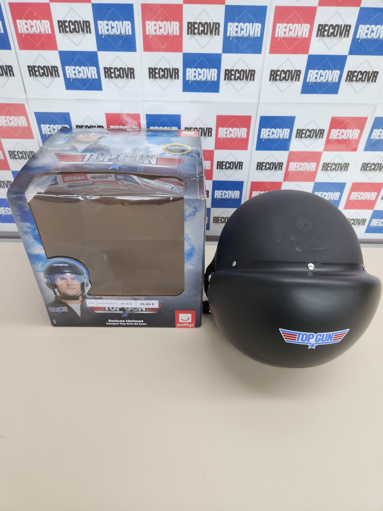 Casco Top Gun negro deluxe con visera ajustable Smiffys