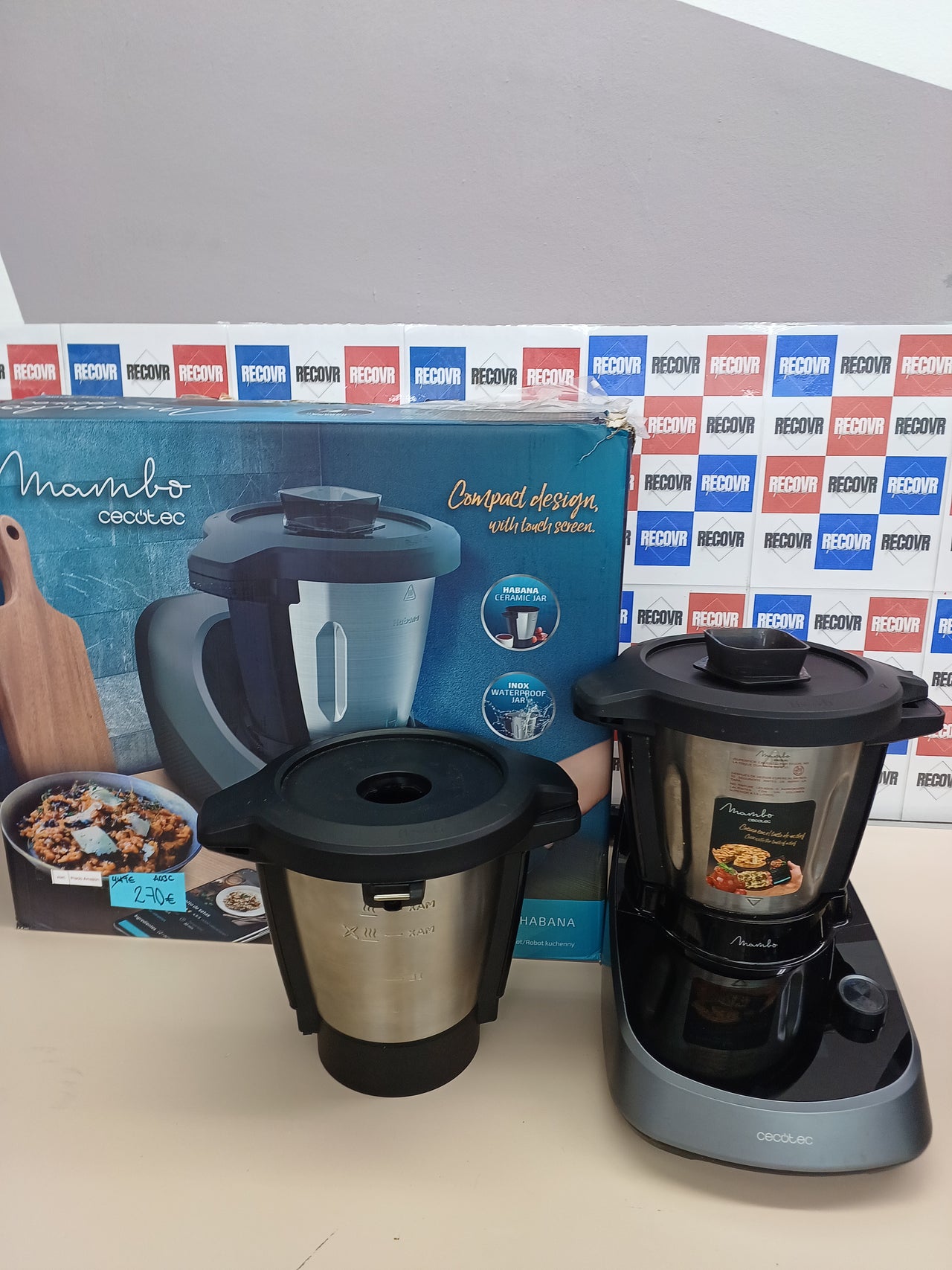 Cecotec Robot de Cocina Multifunción Mambo Touch con Jarra Habana. 1600 W, 37 Funciones, Pantalla Táctil TFT 5" con Recetario Integrado, 3,3 Litros, APP, Báscula y Jarra de Acero Inox + Habana