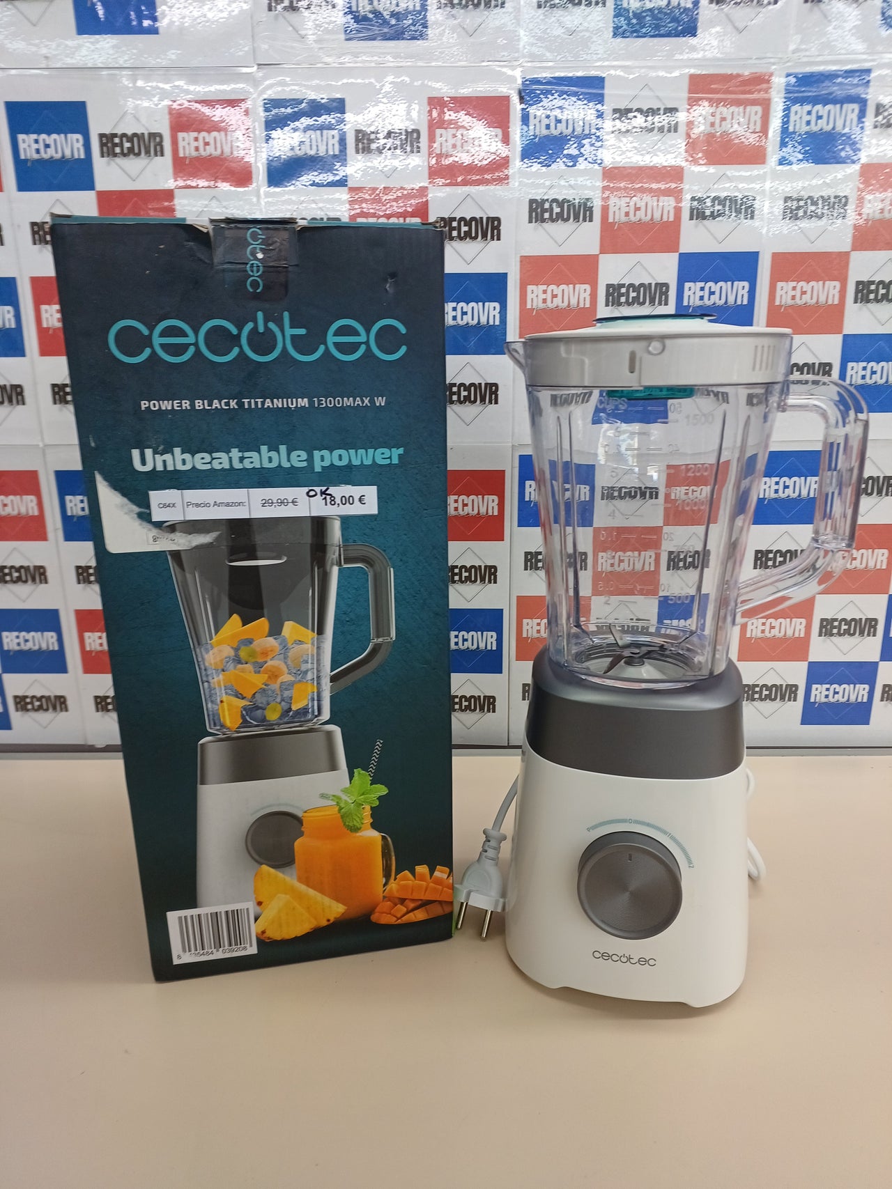 Batidora vaso 1,5 L 1300 W 4 hojas titanio Cecotec