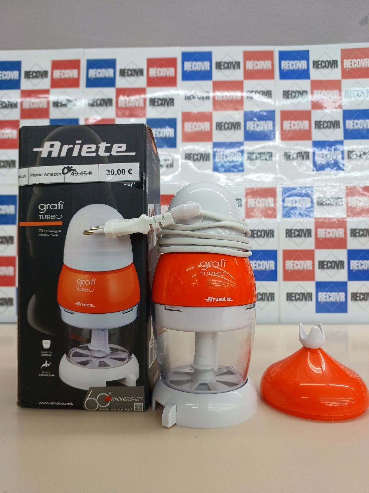 DeLonghi 439 Grati Turbo Rallador de queso eléctrico, 200 W, color blanco y naranja