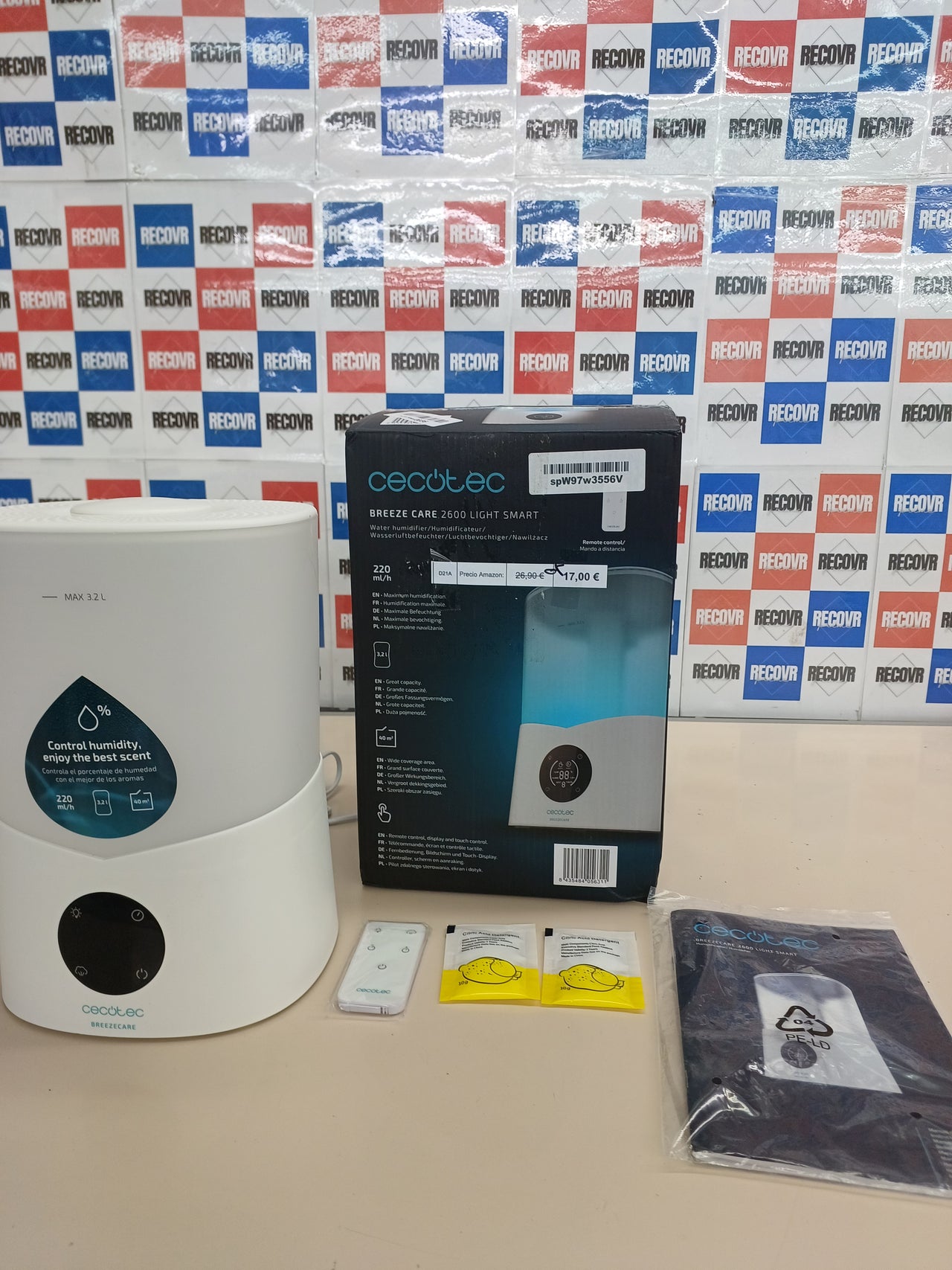 Humidificador 3,2L, 3 vel. con temporizador CECOTEC