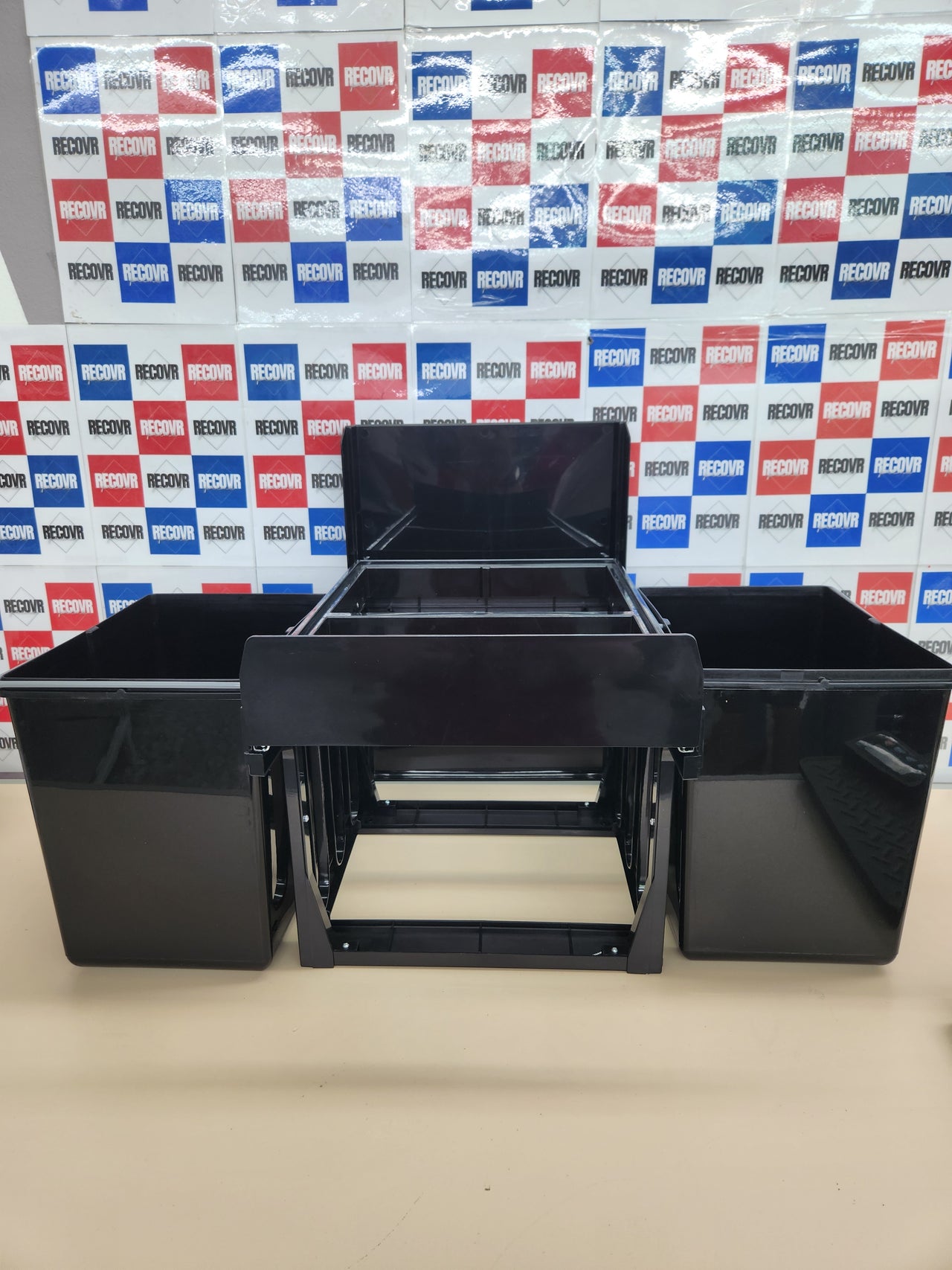Cubo de Basura 2 Compartimentos, Papelera Cocina Extraíble Bajo Fregadero, 2x15 L, 35,1 x 34,3 x 48 cm, Negro Relaxdays