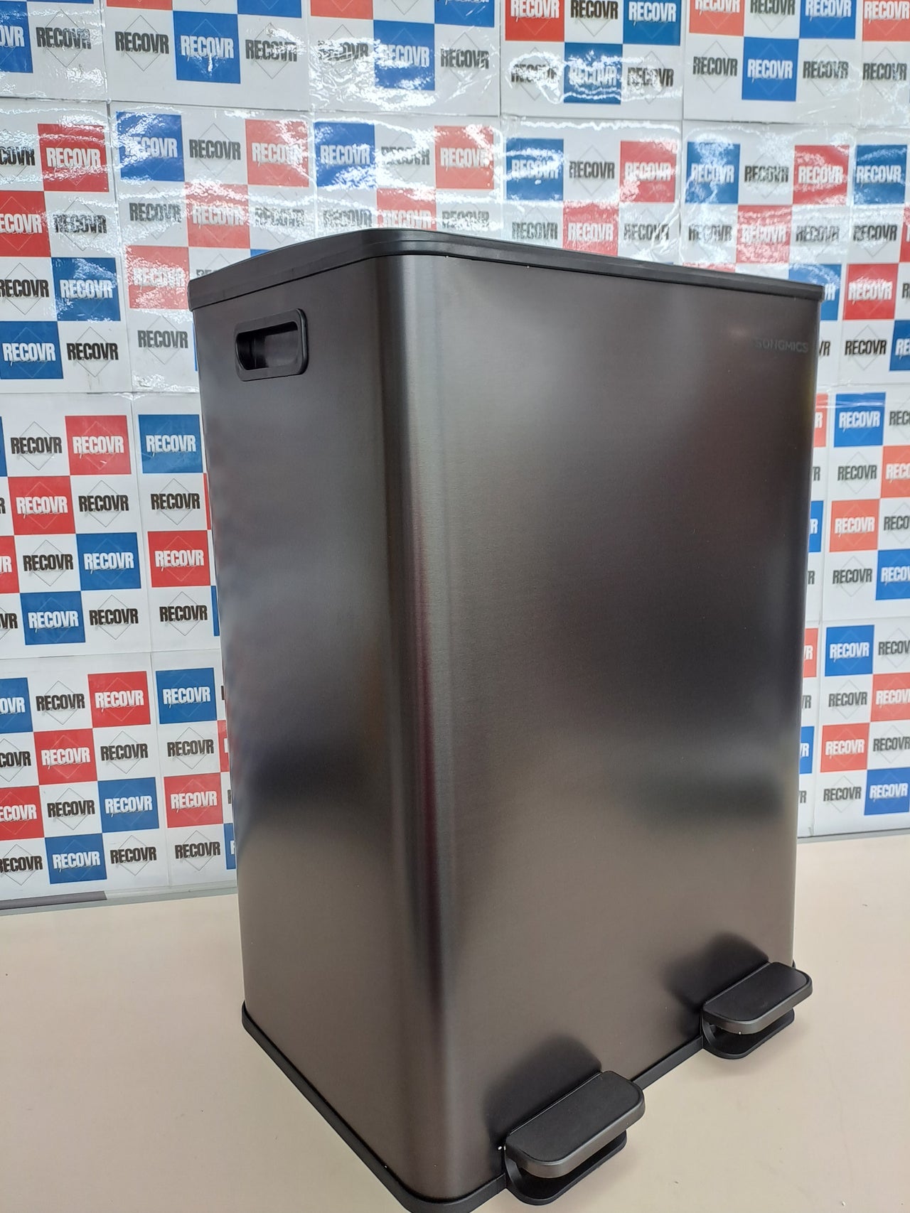 Cubo basura 2x30L pedal acero inox tapa suave SONGMICS