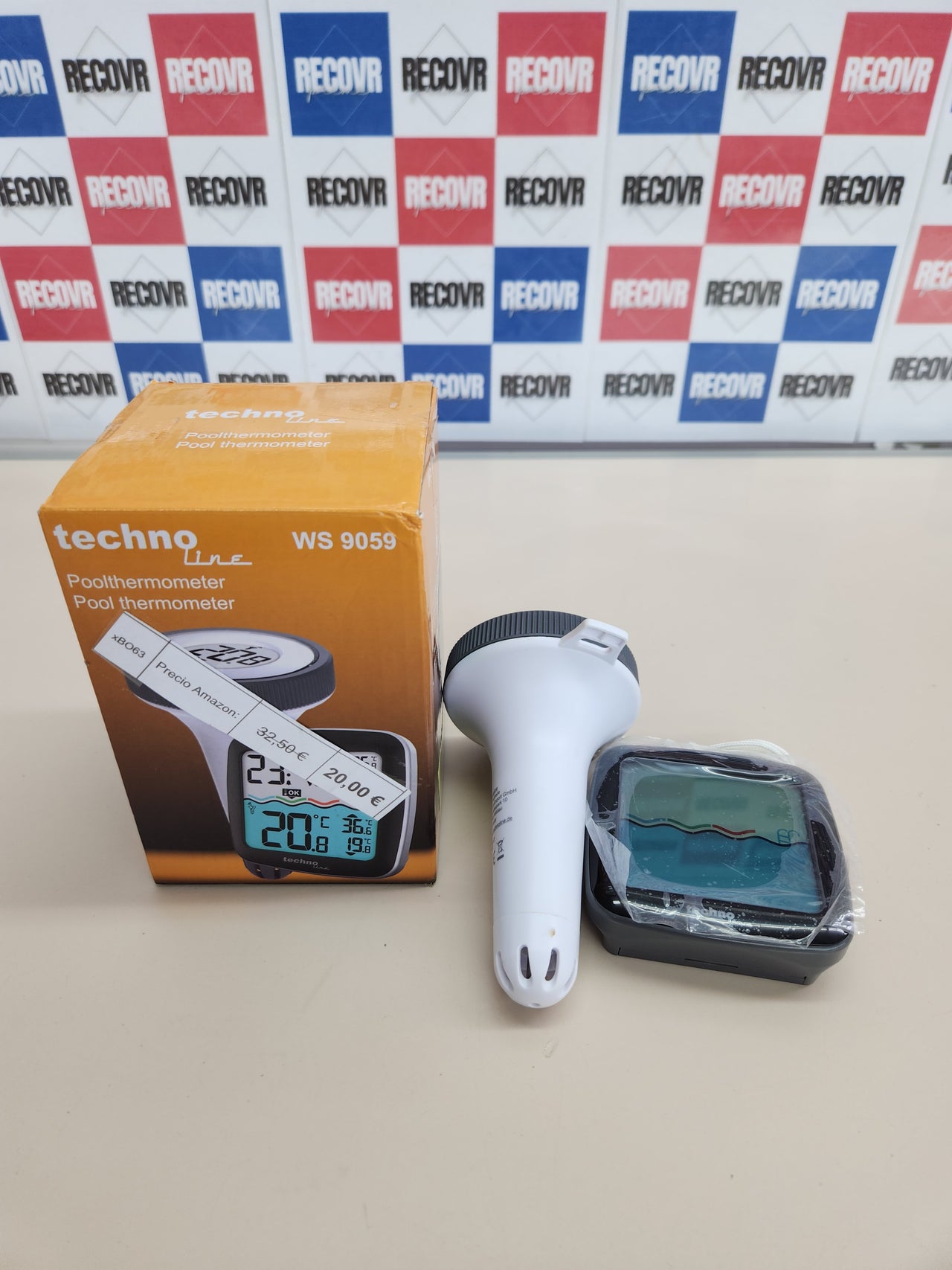 Termómetro inalámbrico para piscina con base digital para lectura de datos, temperatura interior, temperatura del agua, humedad del aire, piscina, estanque, instalación exterior, techno line WS9059