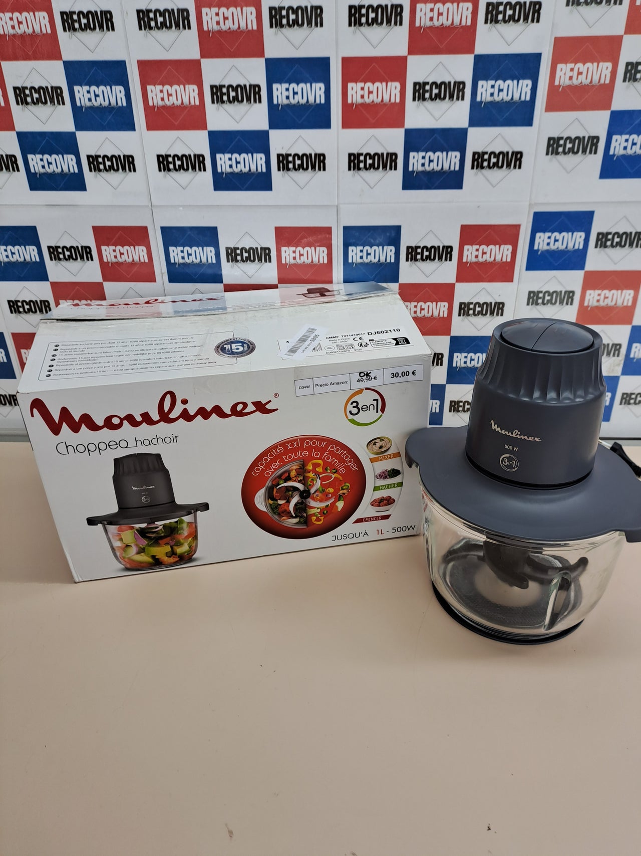 Picadora eléctrica 500 W vaso vidrio 1 L - Moulinex Choppeo