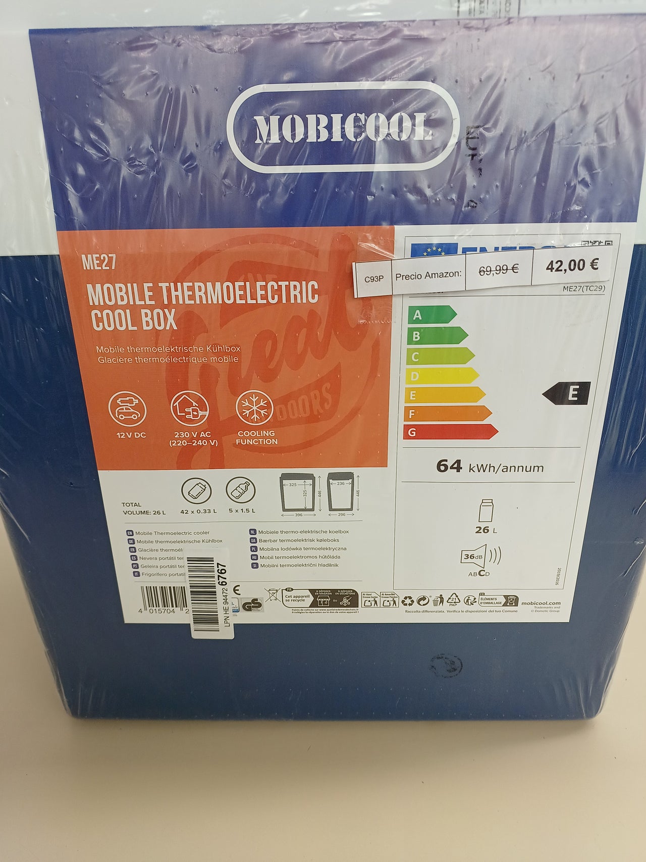 Refrigerador Portátil 26L, 2 Puertas ME27 MOBICOOL