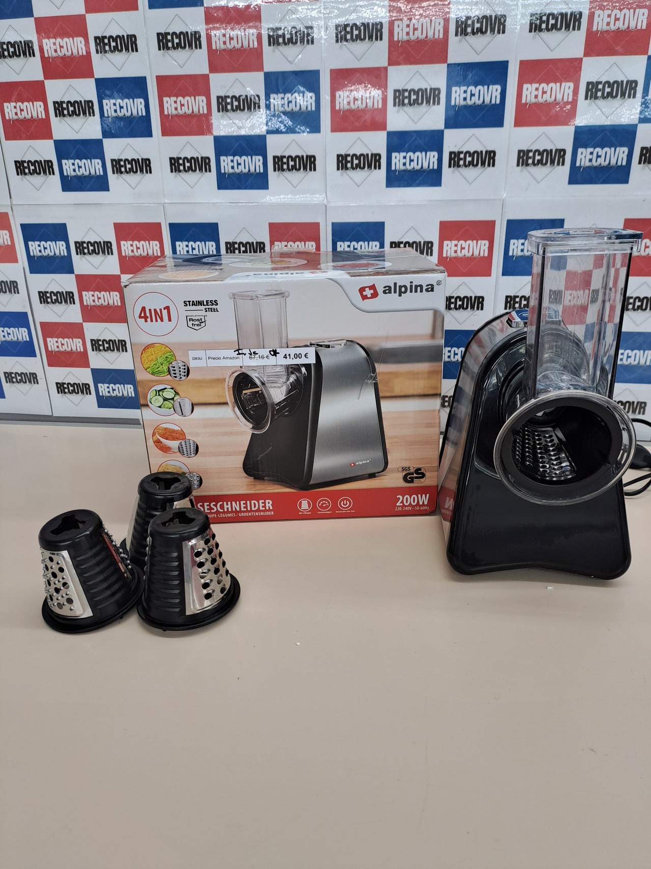 Rallador Eléctrico Verduras Alpina 4 Cuchillas