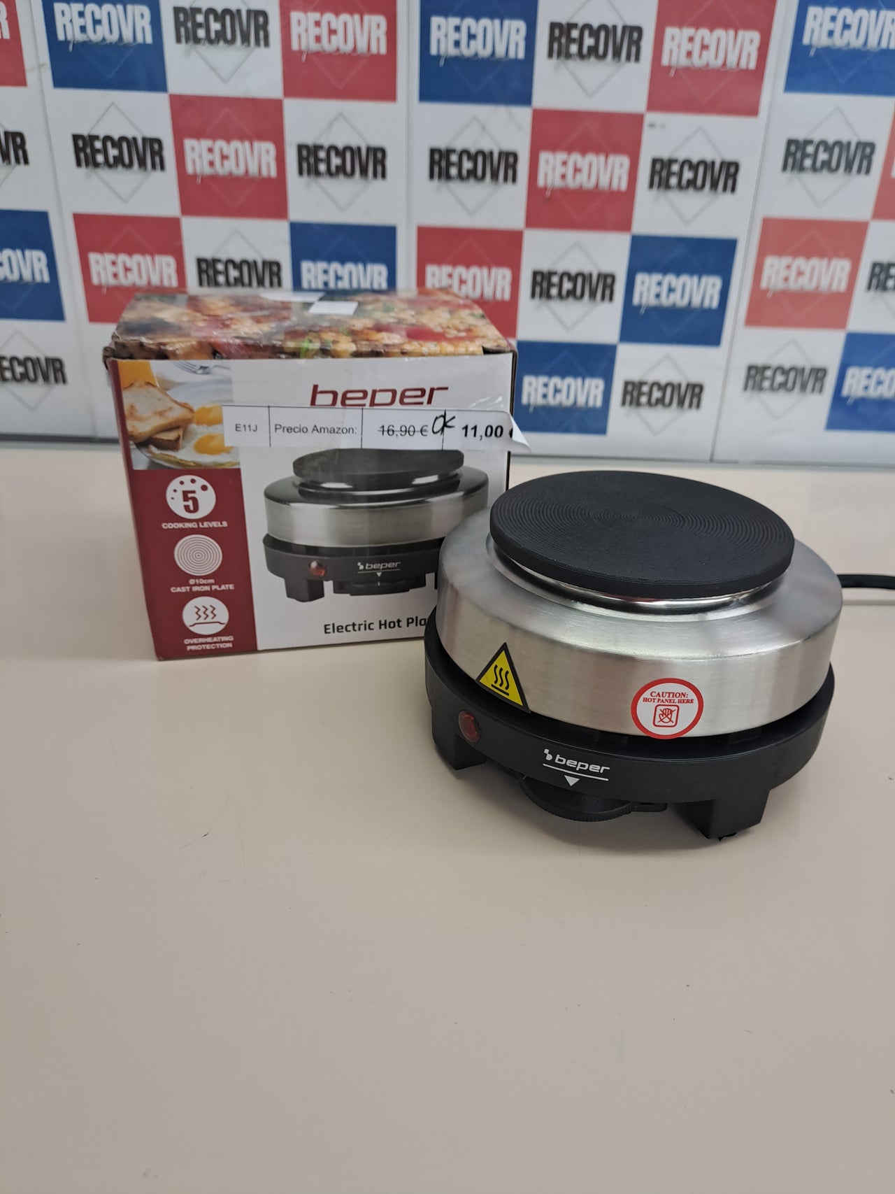 Hornillo eléctrico portátil 500 W placa 10 cm – Beper