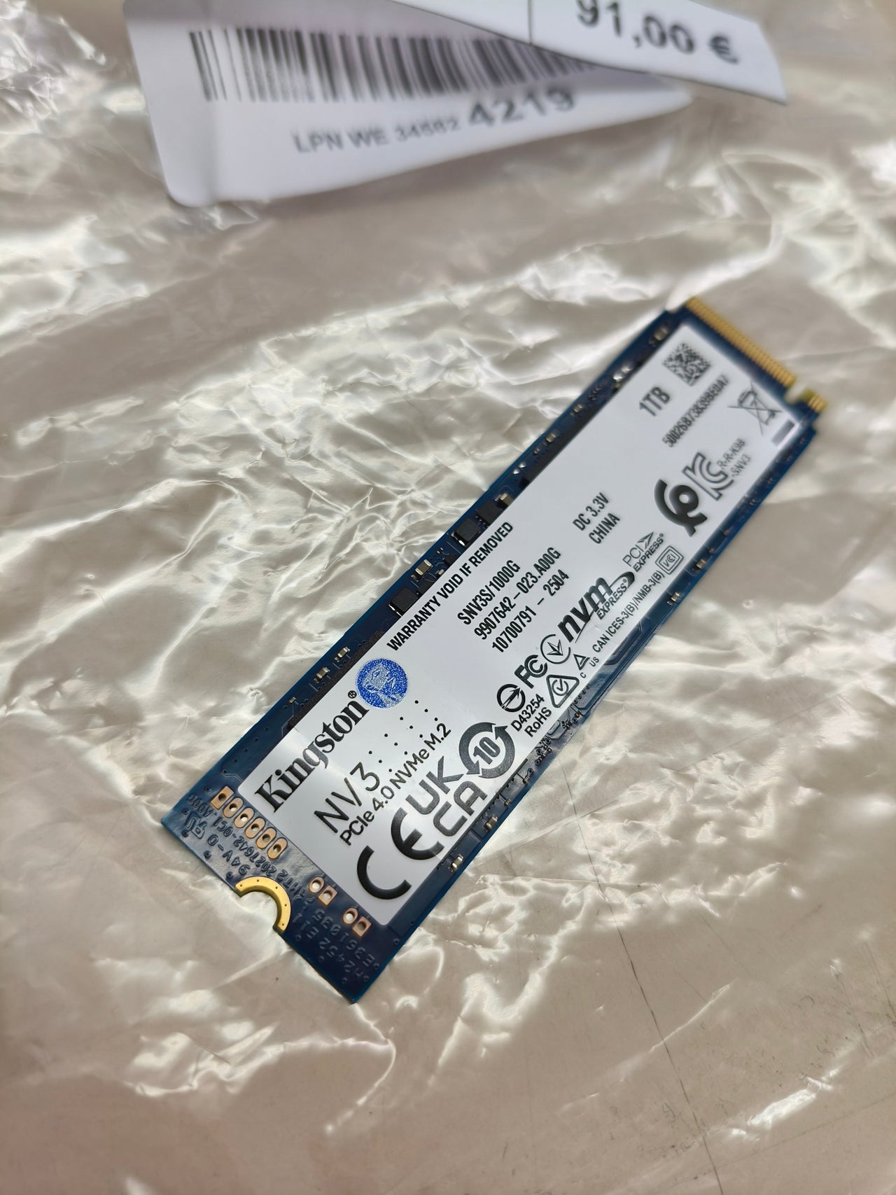 SSD para PC portátil y sobremesa NVMe 1TB Kingston NV3 PCIe 4.0 M.2