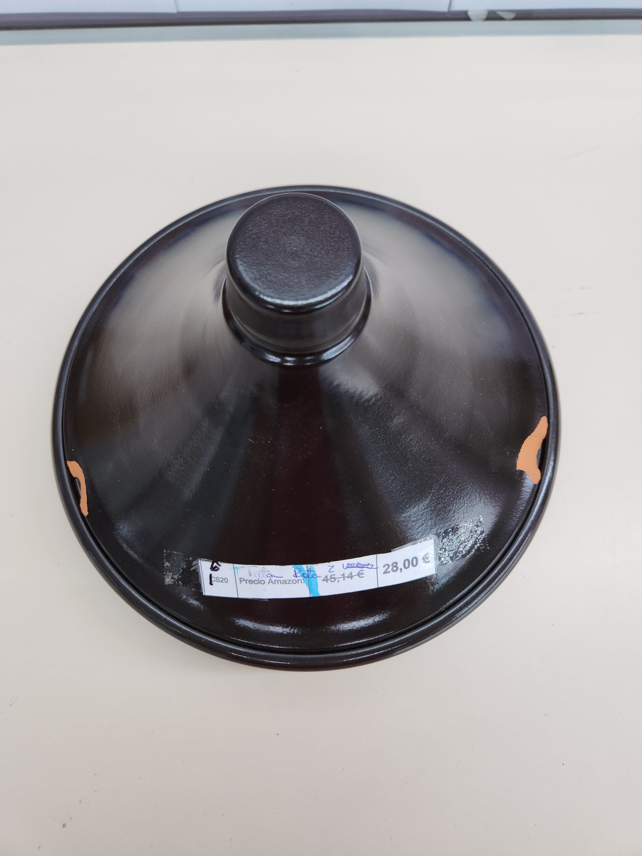 Tajine Natural Negro 28 cm - Barro Natural Esmaltado, tapa con orificio IBILI -