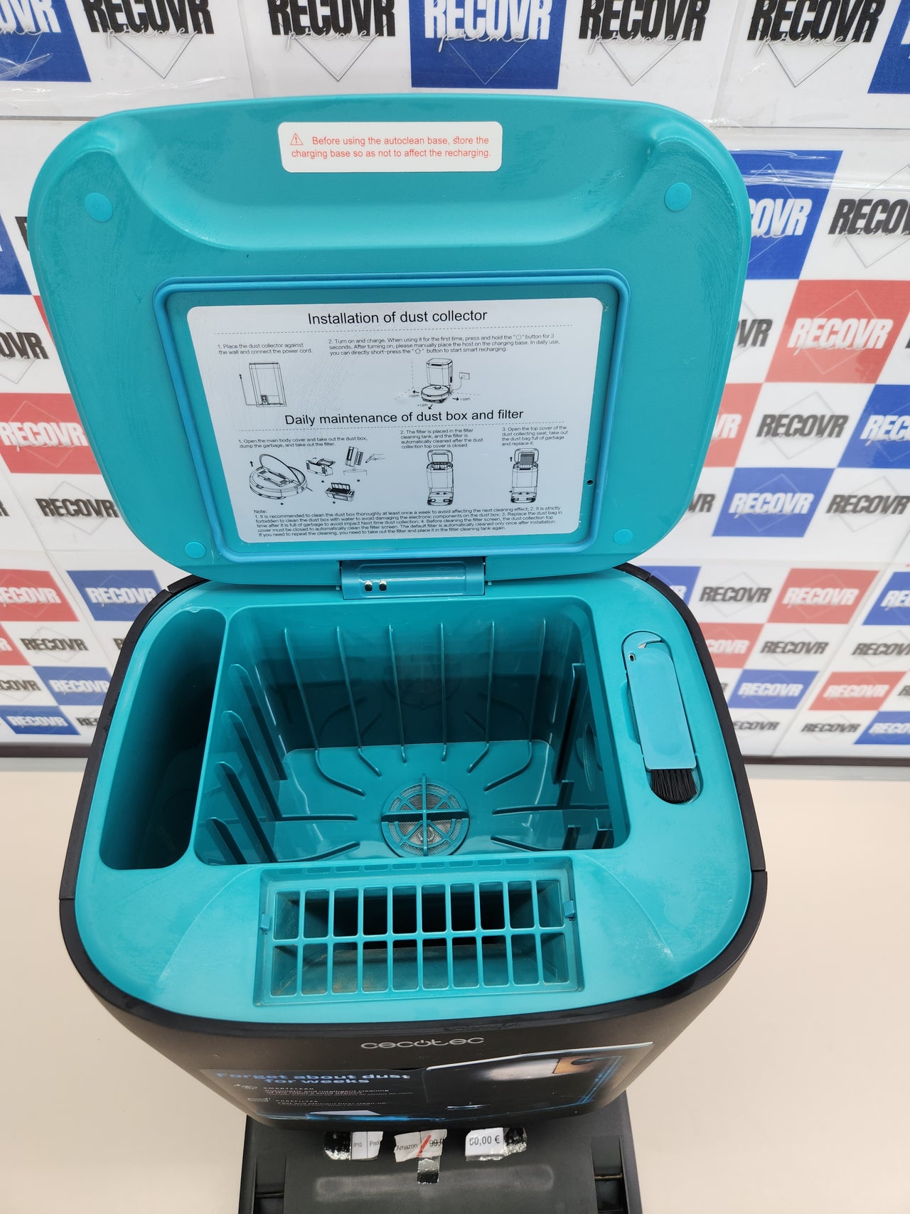 Base Autovaciado 2.5L Conga Home 10000. Vaciado Automático del Robot, Compatible con Las Series 8000 y 9000, Limpieza Higiénica, Limpieza de Filtro,  Cecotec