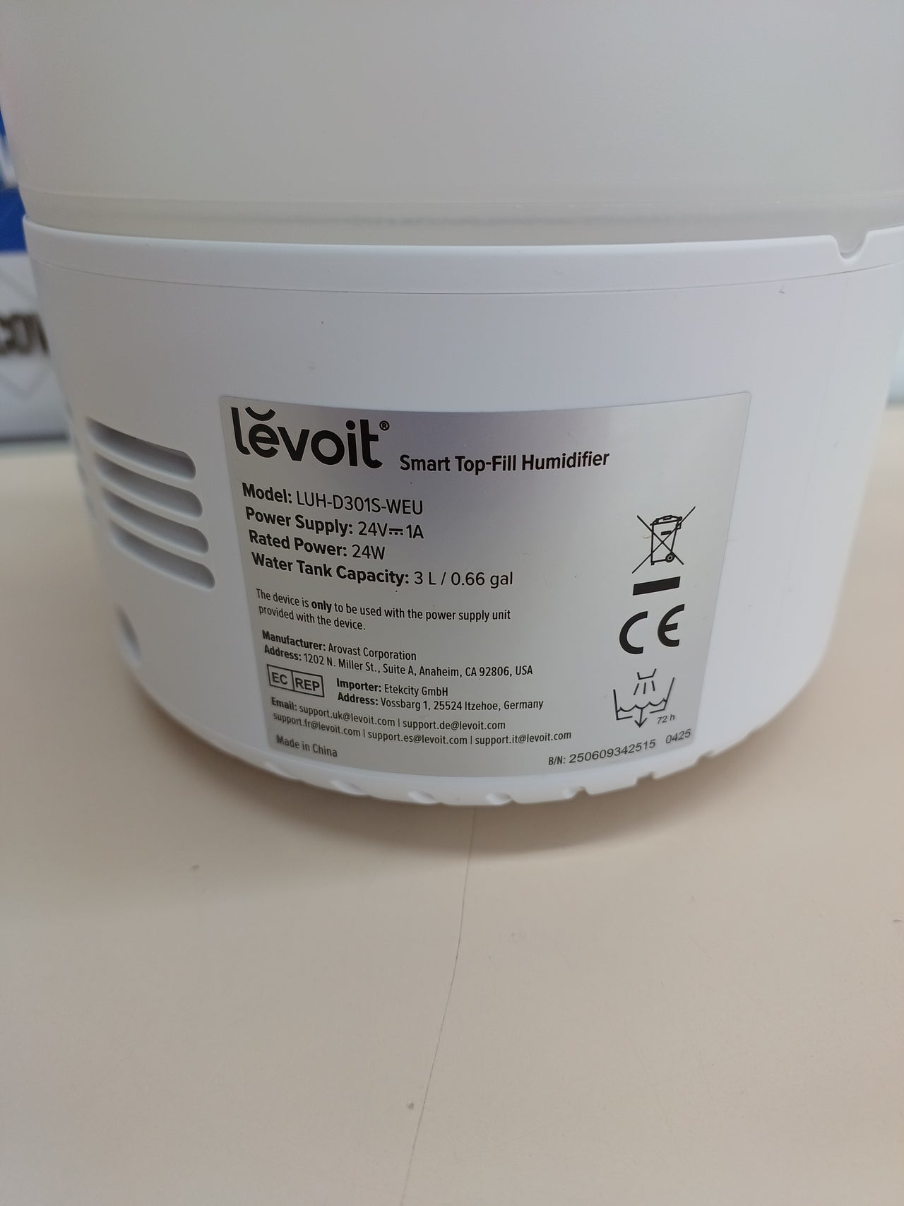 Humidificador Ultrasónico LEVOIT Smart Cool Mist 3 L