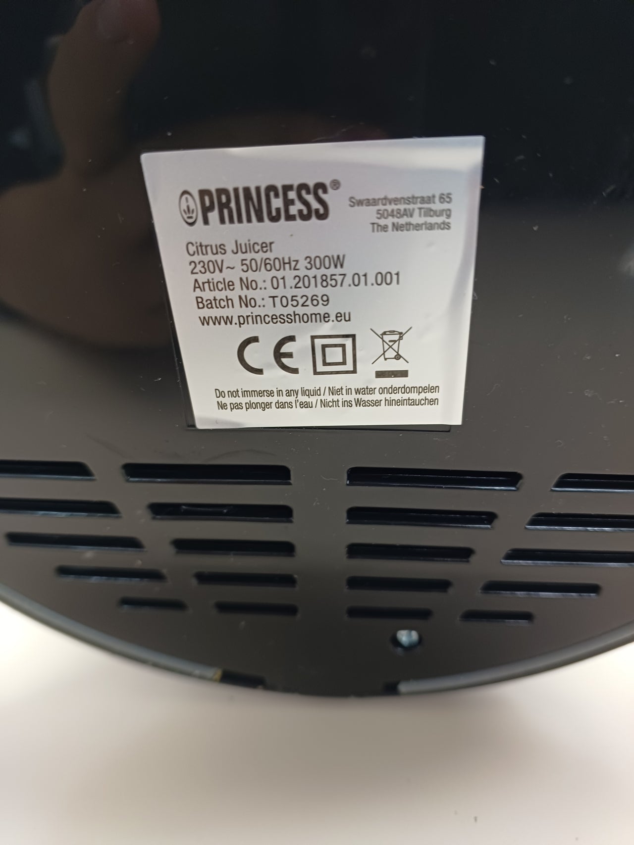 Exprimidor palanca 300W con filtro inox Princess