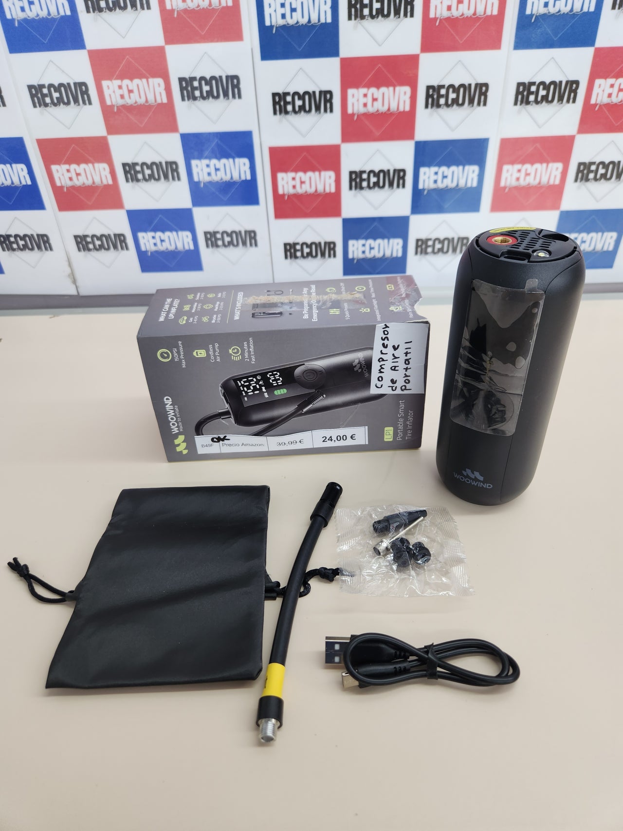 Compresor aire 2000 mAh o 4000 mAh Woowind LP1 recargable 150 PSI