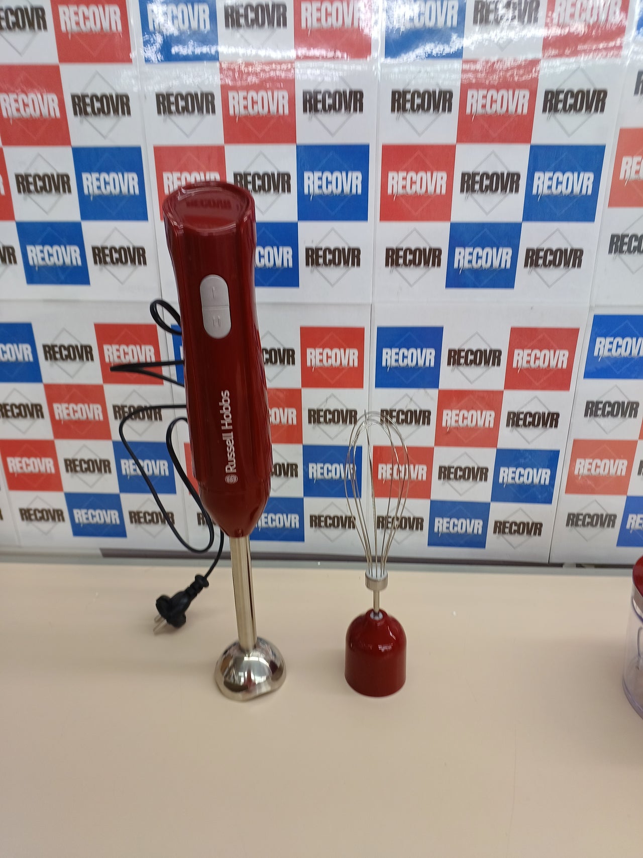 Batidora mano 3 en 1 con accesorios acero rojo - Russell Hobbs