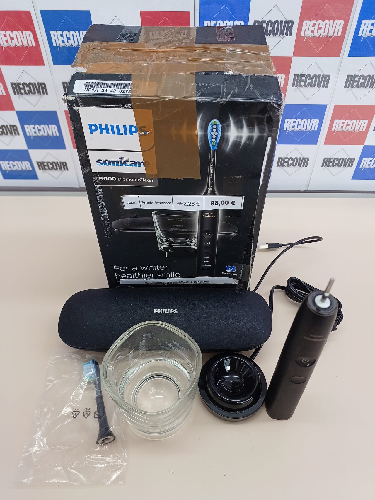 Philips Sonicare DiamondClean 9000 cepillo dental eléctrico, cepillo dental sónico con aplicación, sensor de presión, 4 modos de cepillado, 3 niveles de intensidad, negro, modelo HX9911/09
