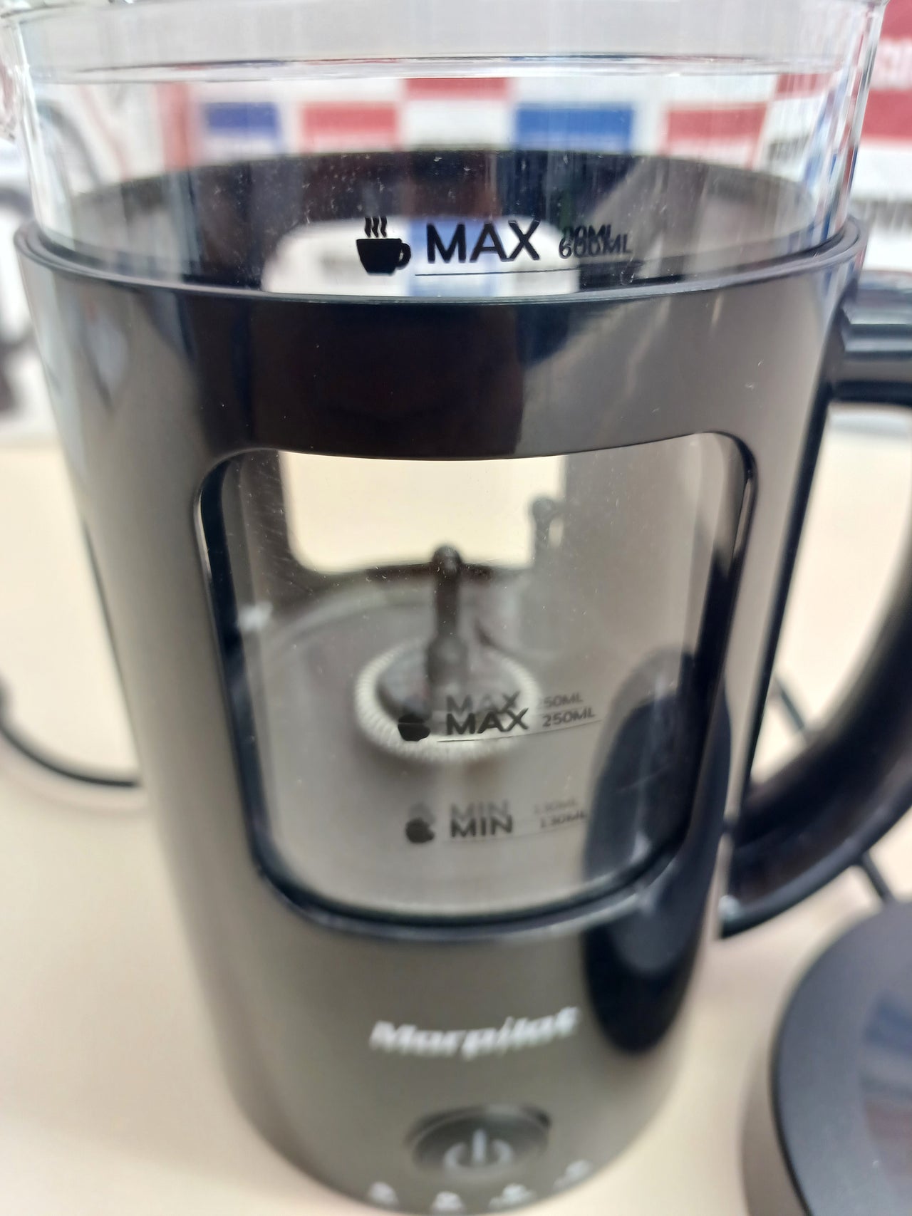 Espumador Leche Eléctrico 600 ml, Espumador Leche Automático  Inducción 4 en 1, Frío y Caliente, Diseño de Latte, Cristal Visual, Fácil de Limpiar, 550 W, 220-240 V, Negro Morpilot
