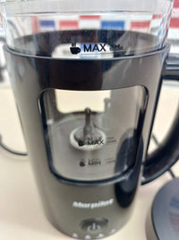 Espumador Leche Eléctrico 600 ml, Espumador Leche Automático  Inducción 4 en 1, Frío y Caliente, Diseño de Latte, Cristal Visual, Fácil de Limpiar, 550 W, 220-240 V, Negro Morpilot