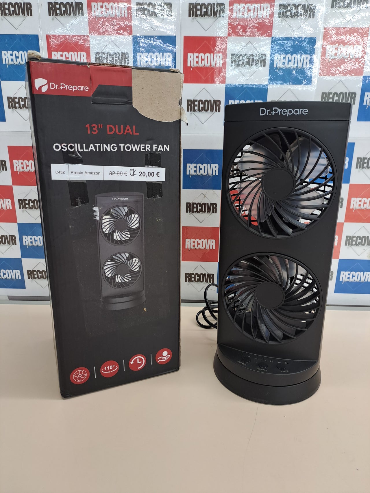 Ventilador torre 33cm oscilante 3vel 3 temporizador
