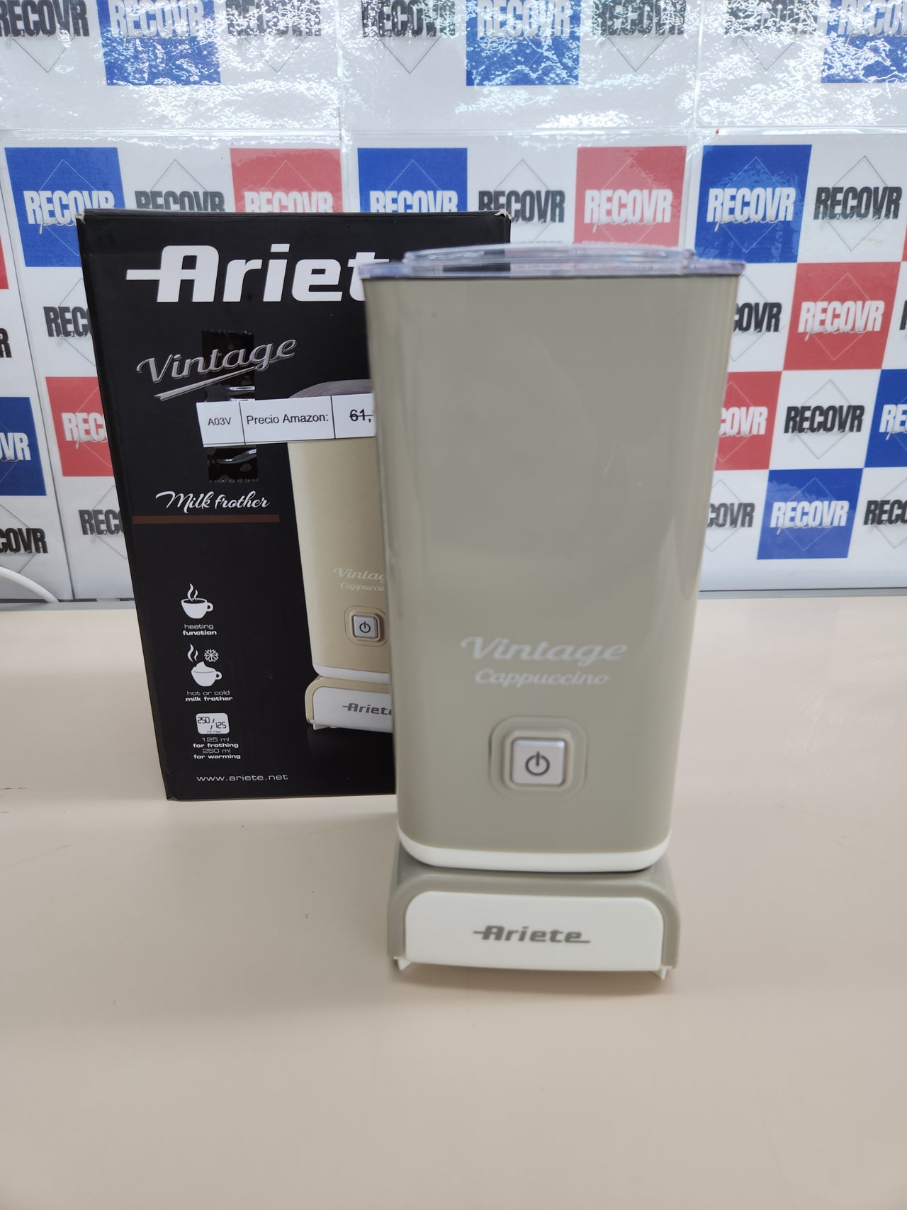 Espumador De Leche Vintage, 500W, 3 Funciones, Antidaherente, Color Beige Ariete 2878/03