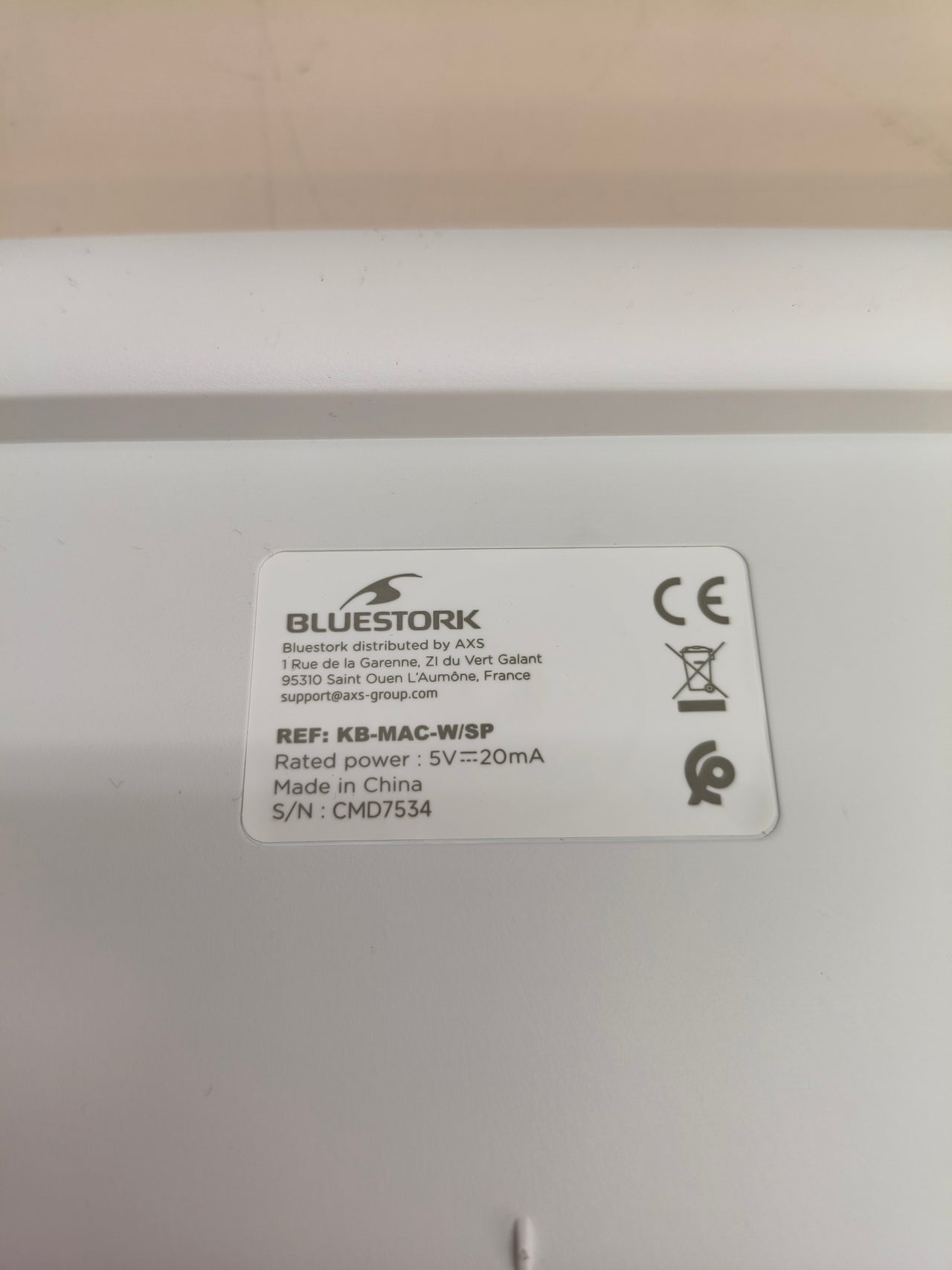 Teclado QWERTY con cable Bluestork para Mac, blanco