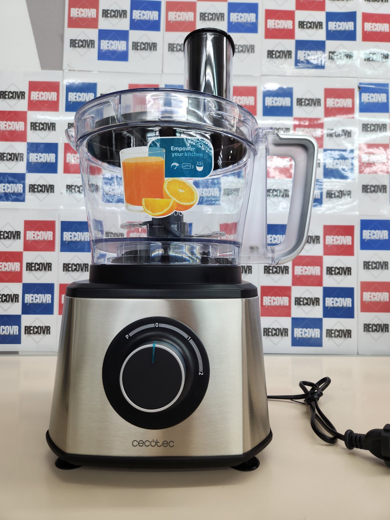 Procesador alimentos 2000W, 3.5L Paprika 1300, Acero Inoxidable, Bowl, 2 Velocidades, 3 Discos de corte, 1 Cuchilla para picar y 1 para amasar Cecotec